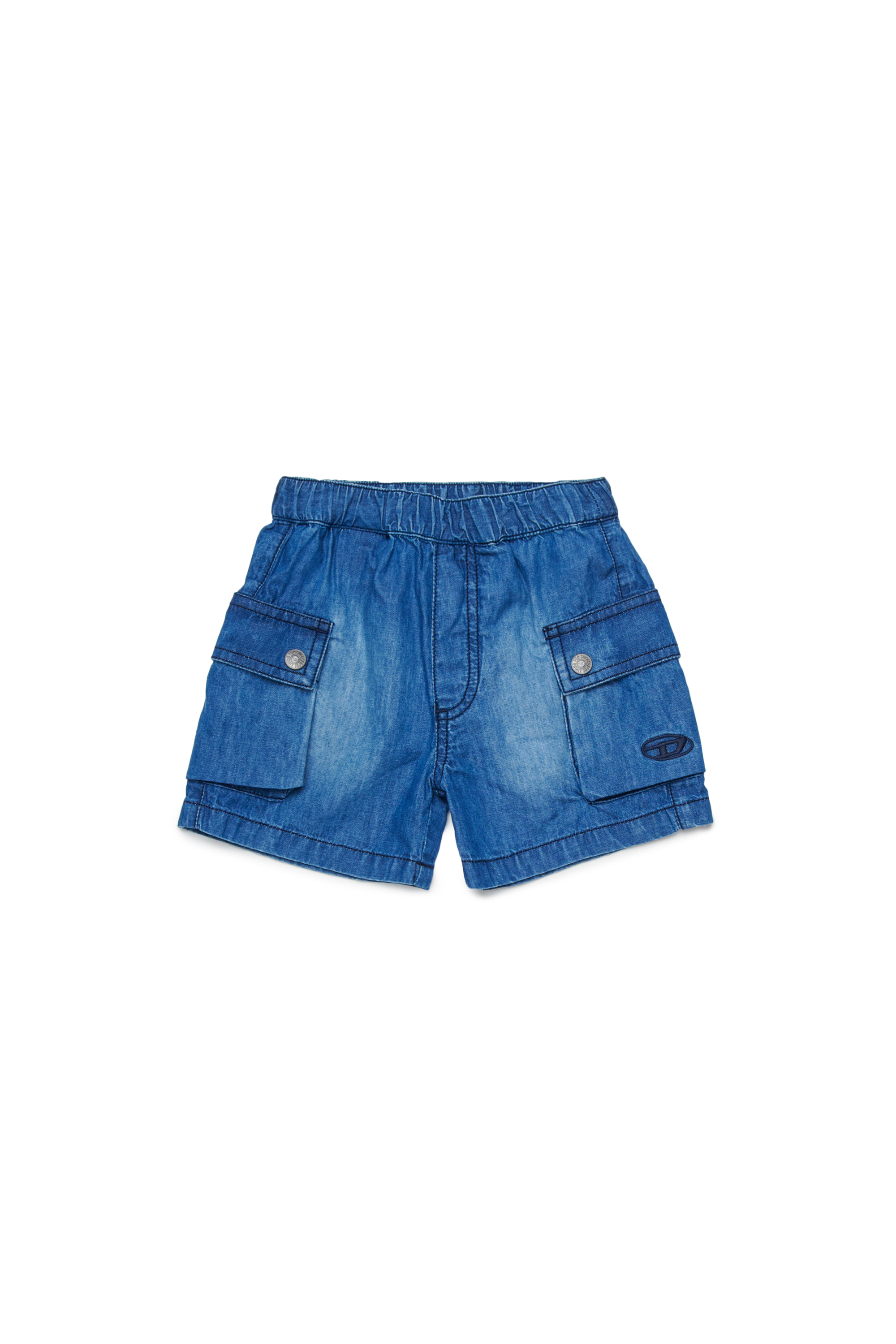 Diesel - PILYDSHORTB, Herren Denim-Shorts mit Cargotaschen in Mittelblau - 1