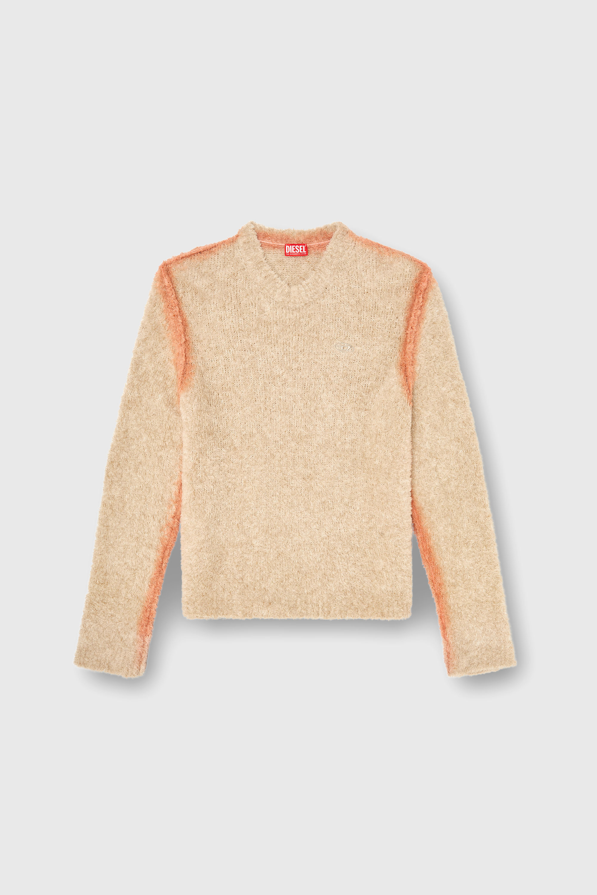 Diesel - K-RIMI, Herren Alpaca-Mix Pullover mit spraygef&auml;rbten N&auml;hten in Hellbraun - 2