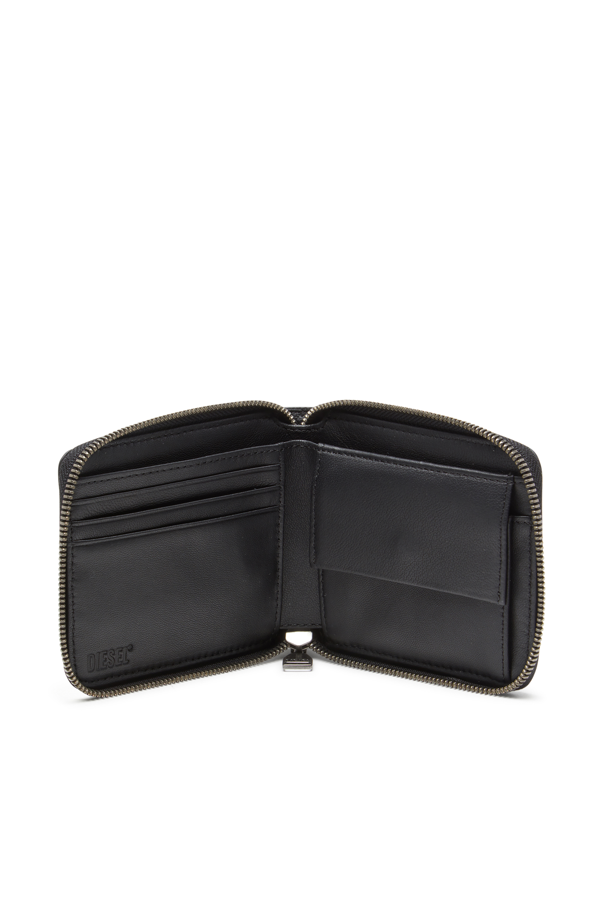 Diesel - DSL 3D- BI FOLD COIN ZIP XS, Herren Reißverschluss-Portemonnaie in Schwarz - 3