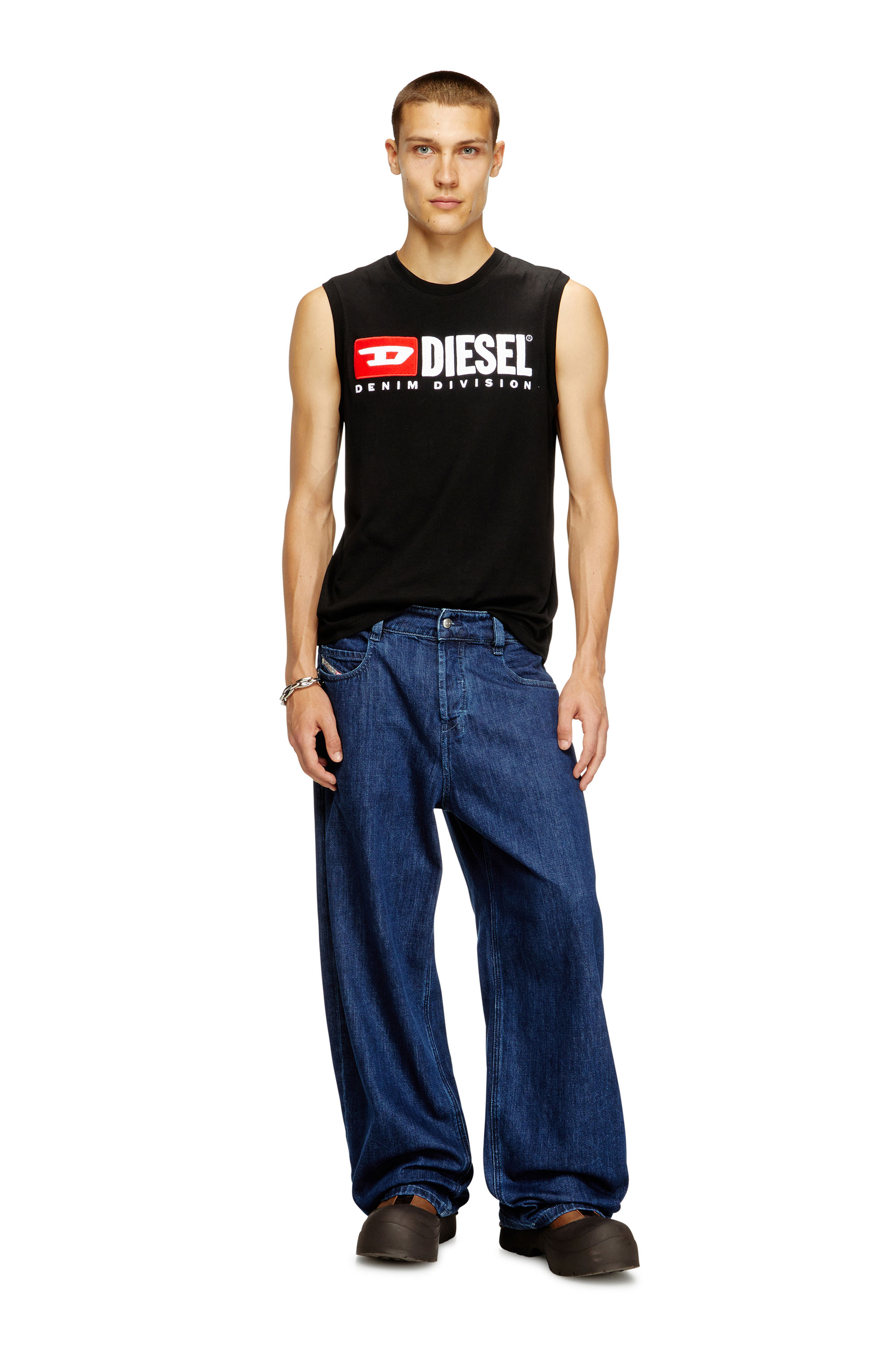 Diesel - T-ISCO-DIV, Herren Tanktop mit Logo-Print vorn in Schwarz - 1