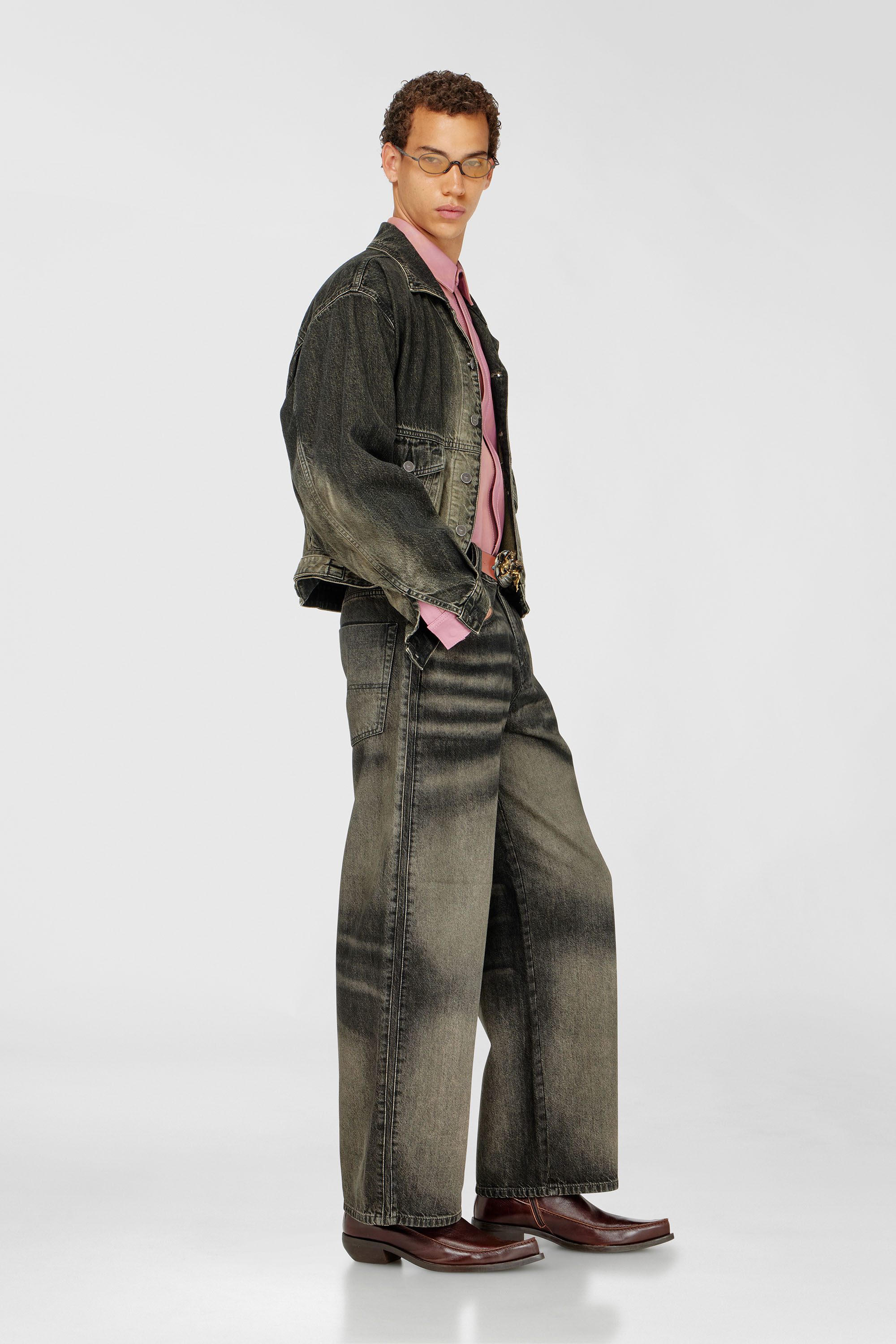 Diesel - Unisex Relaxed Jeans 1982 D-Hakou 09R33, Schwarz/Dunkelgrau - 2