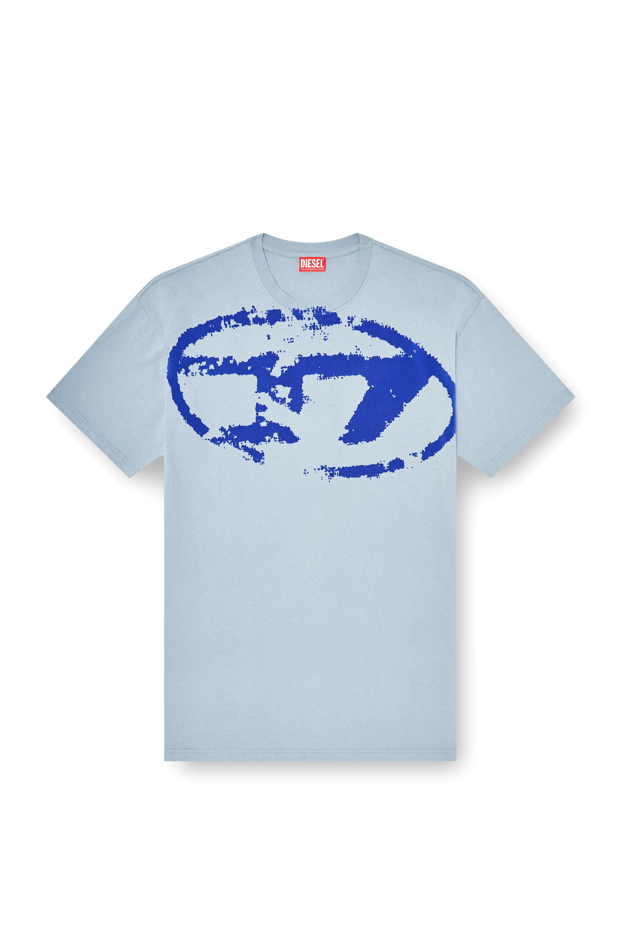 Diesel - T-BOXT-N14, Herren T-Shirt mit beflocktem Distressed-Logo in Hellblau - 3