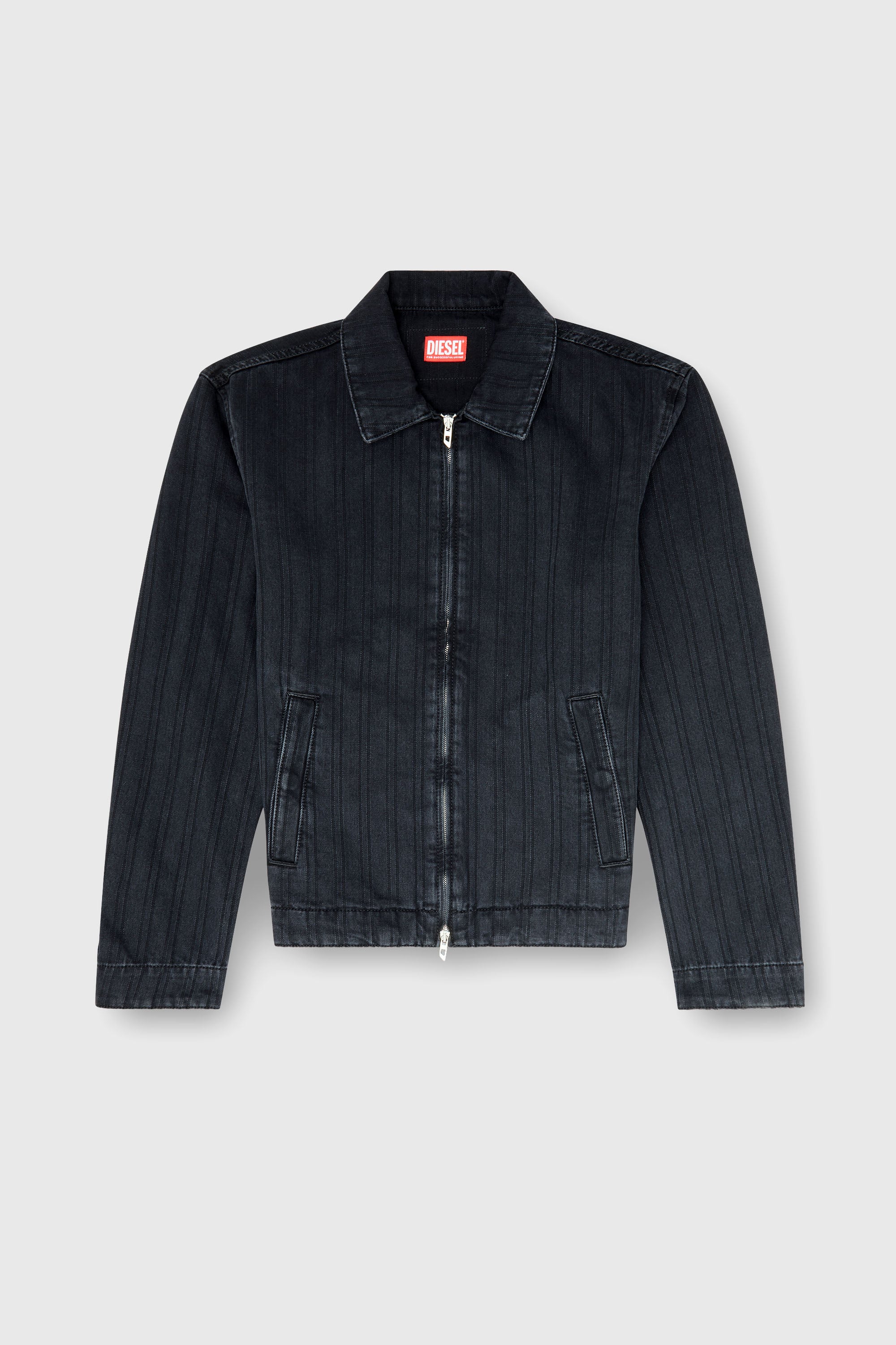 Diesel - D-ROHE, Herren Jacke aus pinstripe denim in Schwarz - 2