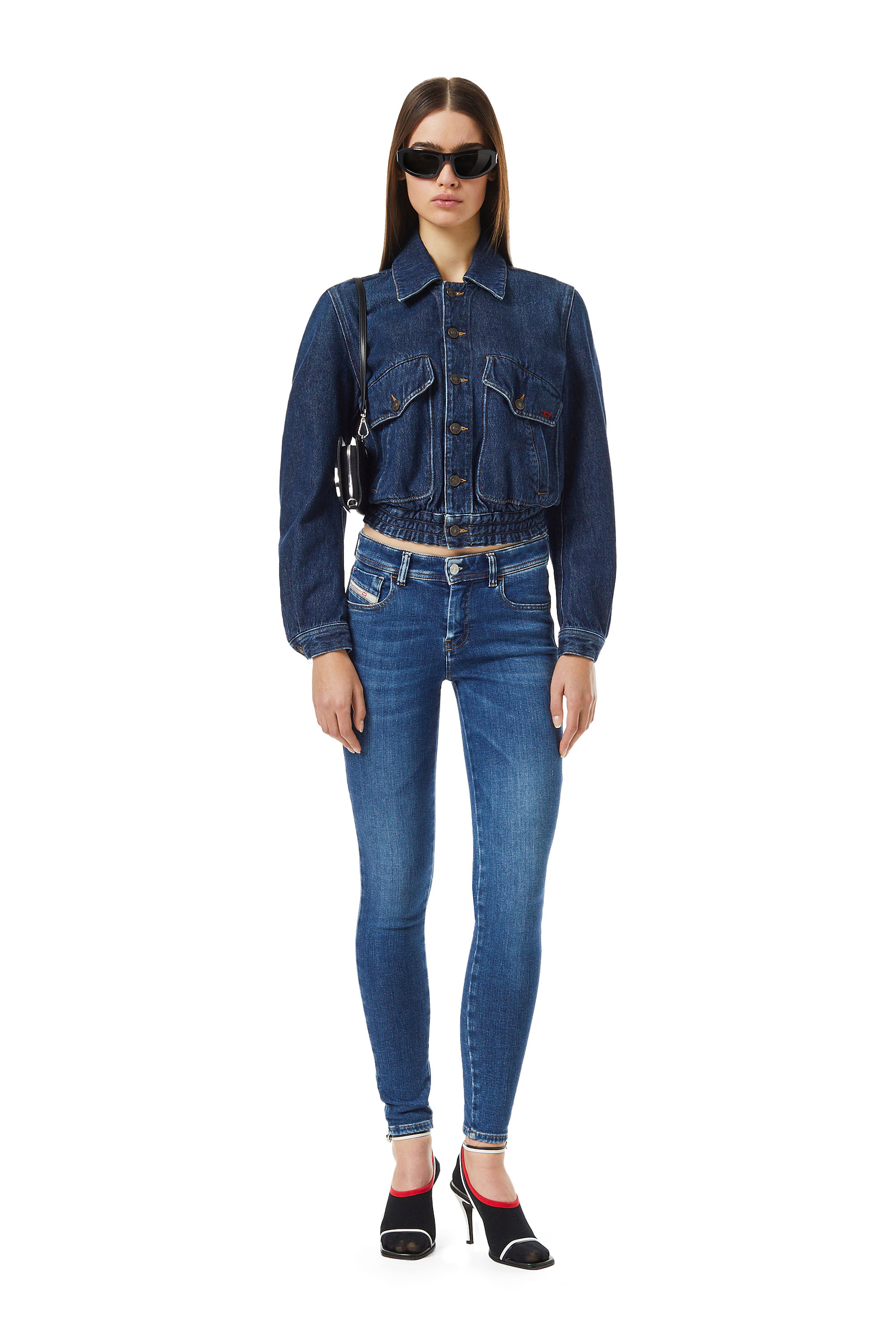 Diesel - Super skinny Jeans 2017 Slandy 09C21, Damen Super skinny Jeans - 2017 Slandy in Mittelblau - 1