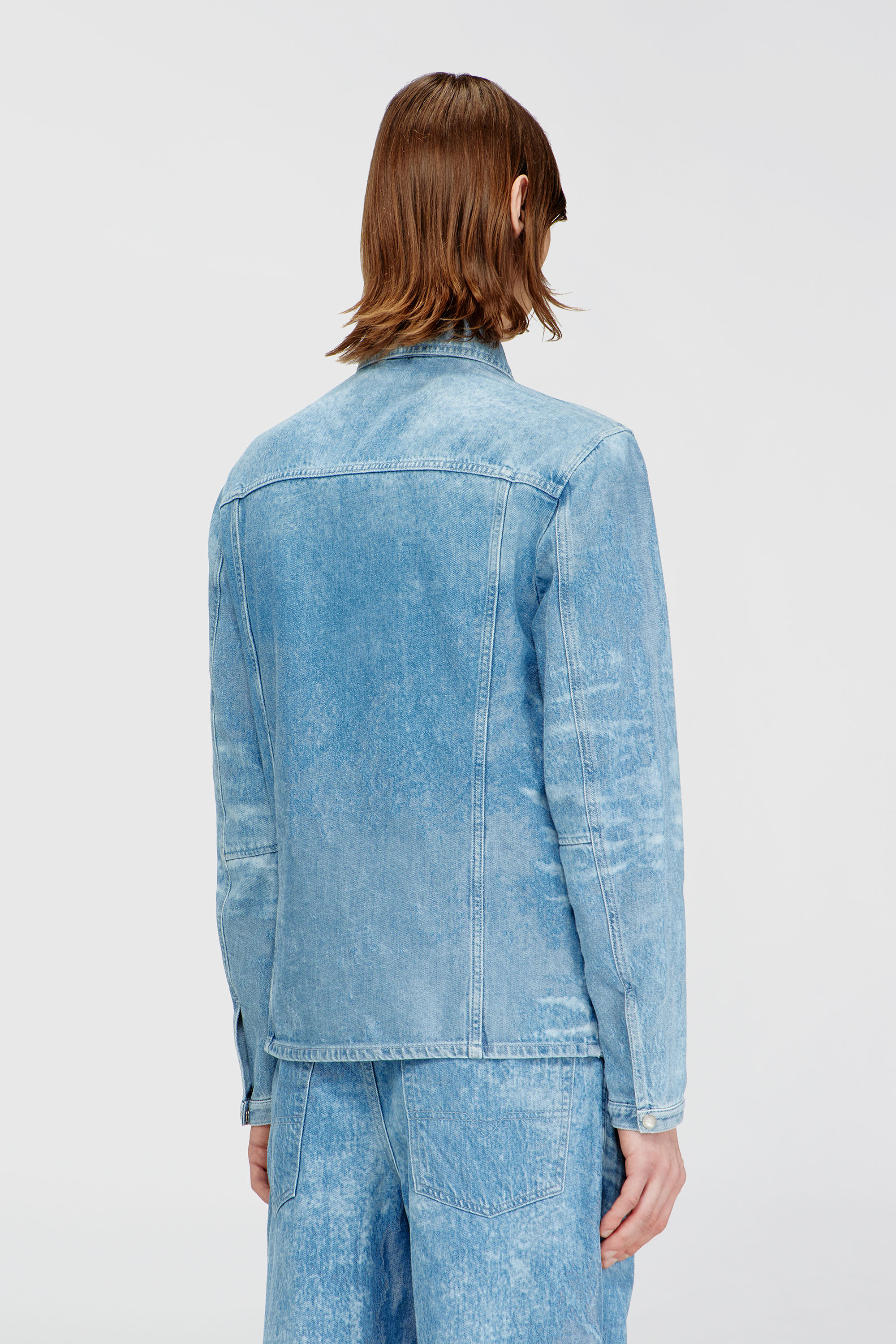 Diesel - D-SERON-FSI, Herren Jacke aus Satin-Denim in Hellblau - 4