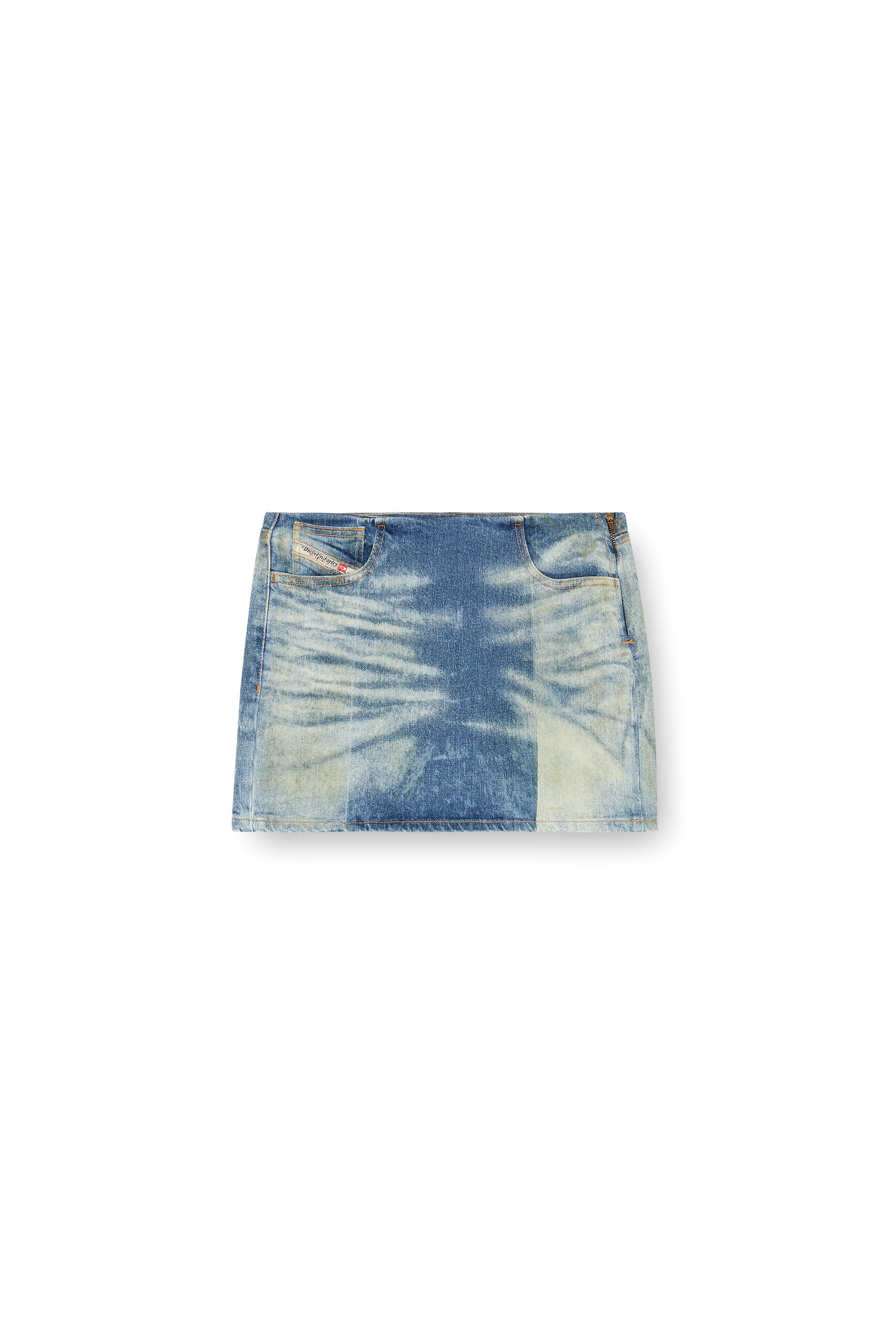 Diesel - DE-PRA-MINI-FSF, Damen Mini-Rock aus Denim mit solarisierten Falten in Mittelblau - 3