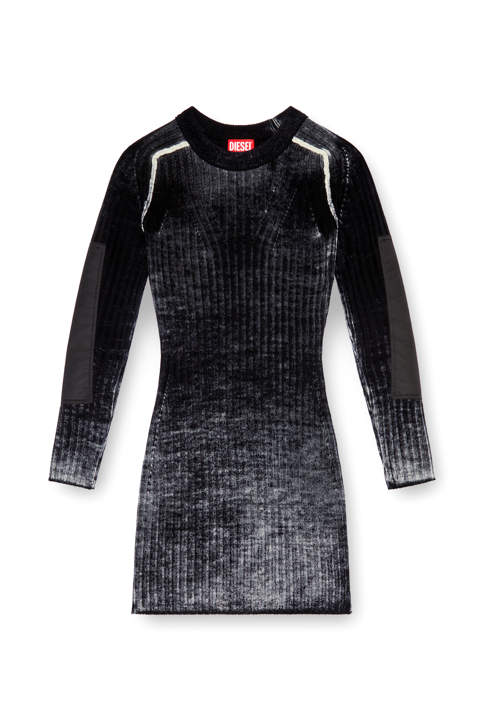 Diesel - M-ARTISTA, Damen Kurzes Kleid aus behandeltem Wollstrick in Schwarz - Image 1