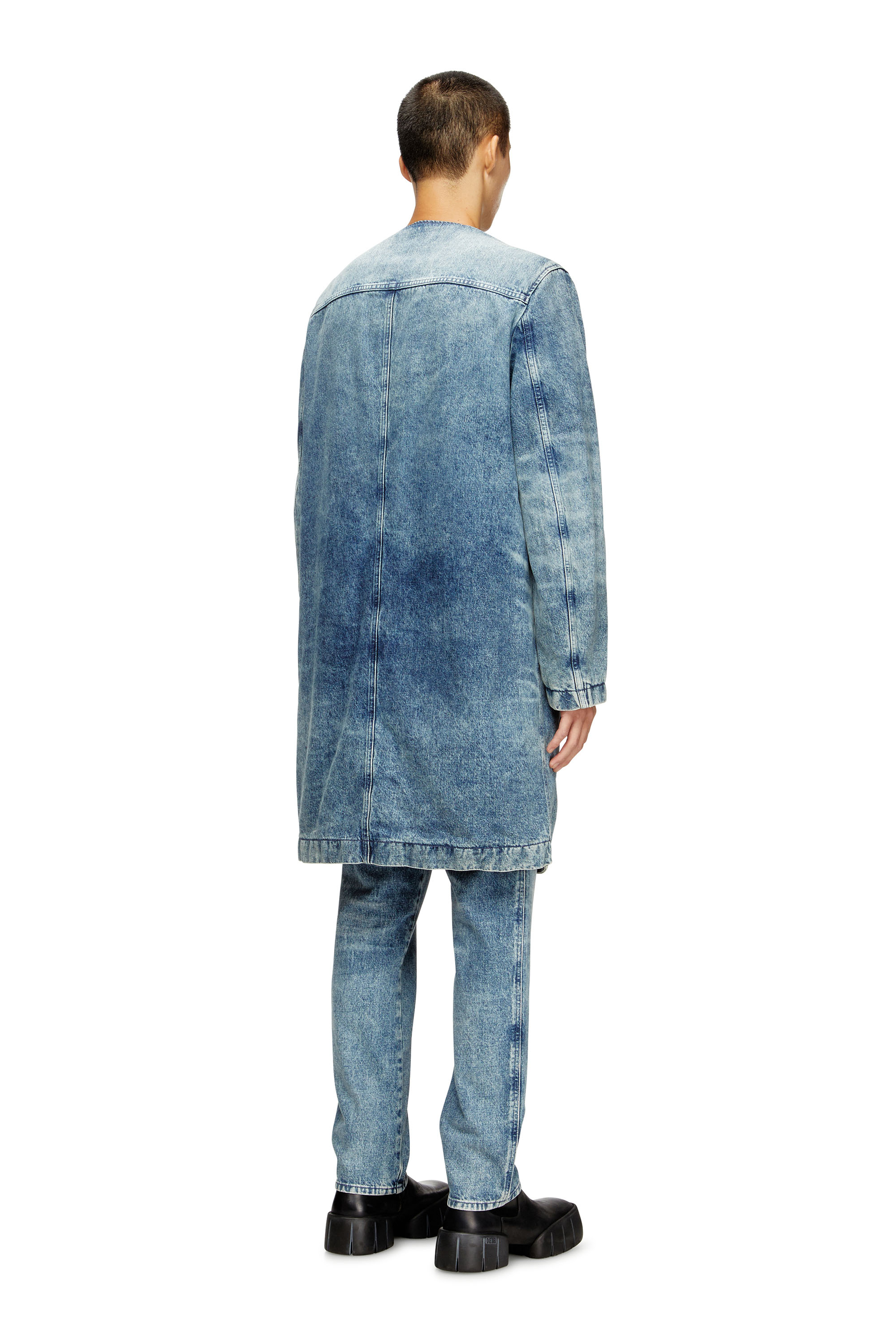 Diesel - D-ABERD-FSH1, Herren Mantel aus gelaserte Baumwolle-Hanf-Denim in Hellblau - 4
