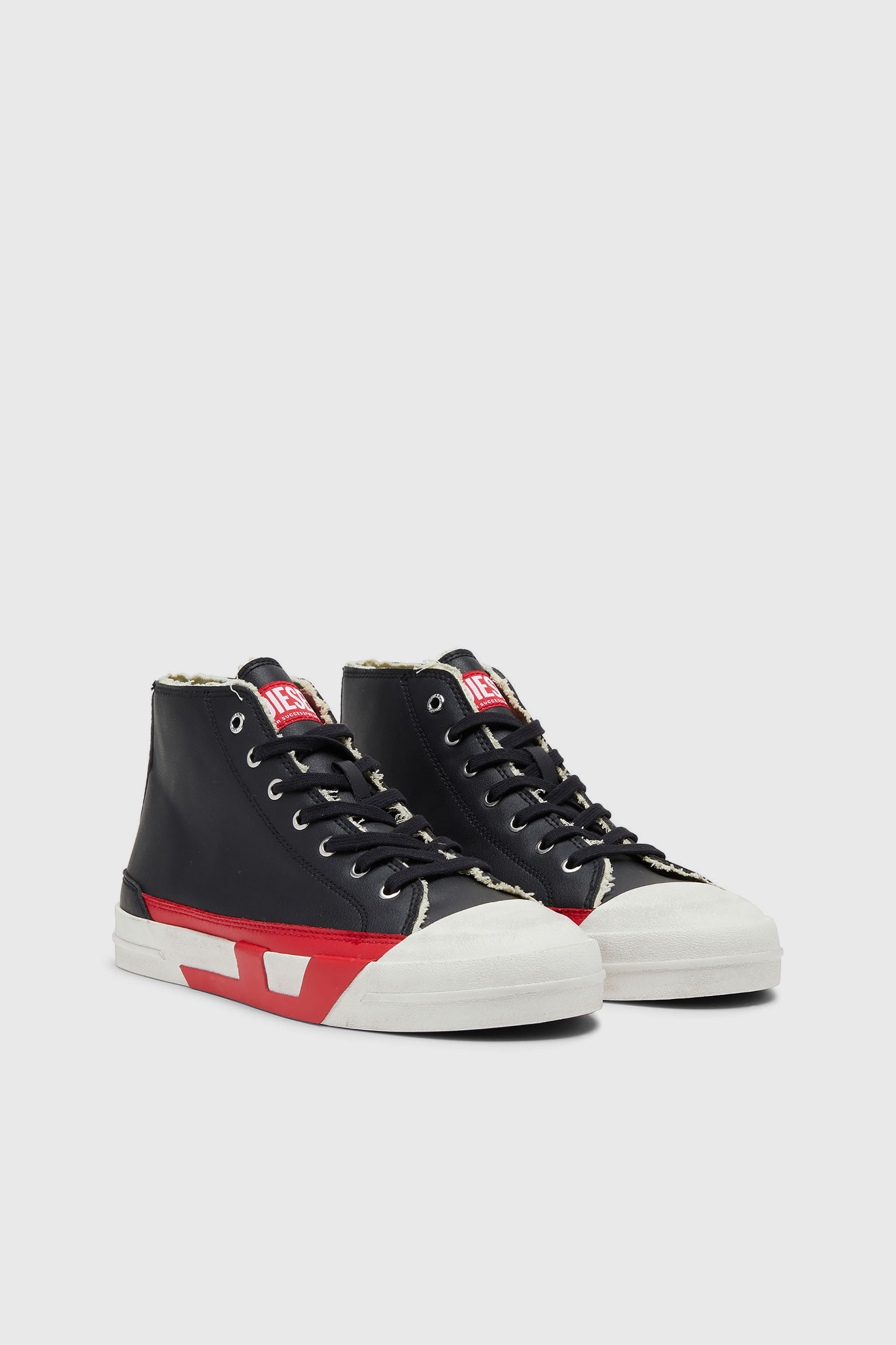 Diesel - S-D-VERSE MID II, Herren S-D-Verse- Vulkanisierte Schuhe mit D-Logo in Schwarz/ Rot - 2