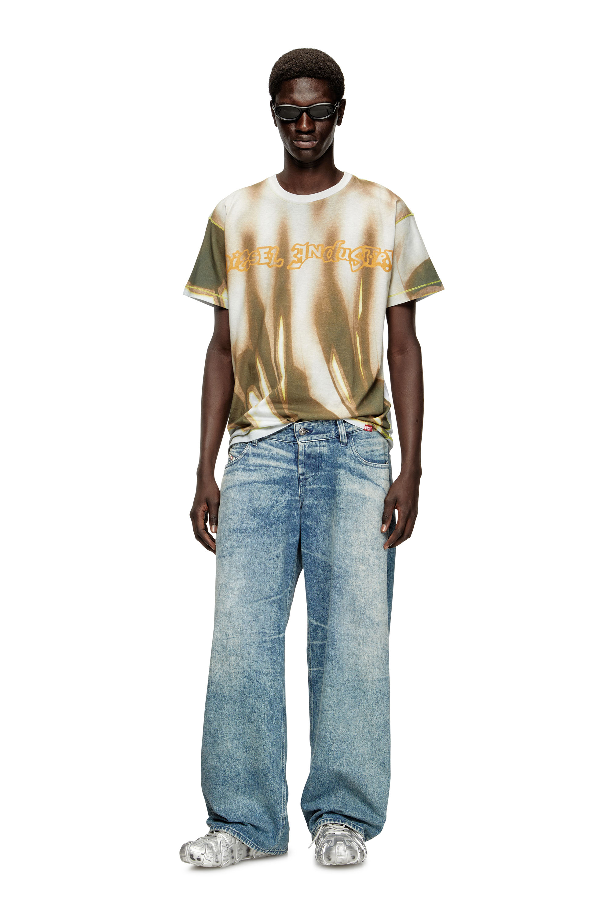 Diesel - T-NORM-SHOW, Herren T-Shirt mit Graffiti-Print in Grün/Grau - 2