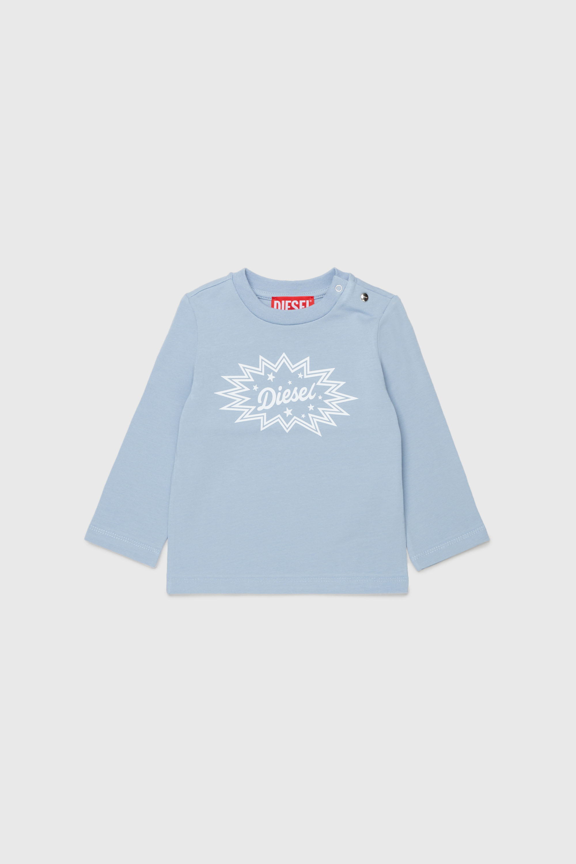 Diesel - TFUMB, Damen Langarm-T-Shirt mit starburst Logo-Print in Hellblau - 1
