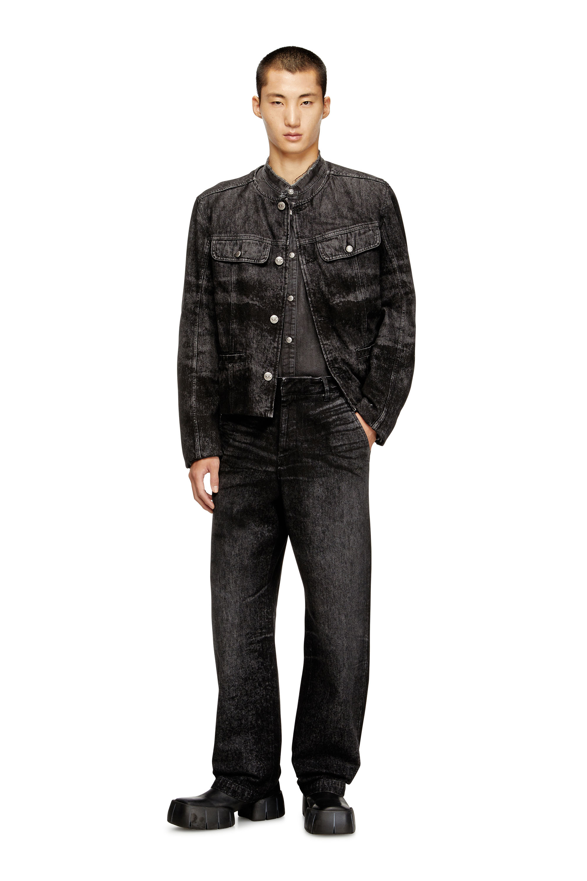 Diesel - D-ABERDEEN-FSH2, Herren Jacke aus gelaserte Baumwolle-Hanf-Denim in Schwarz - 2