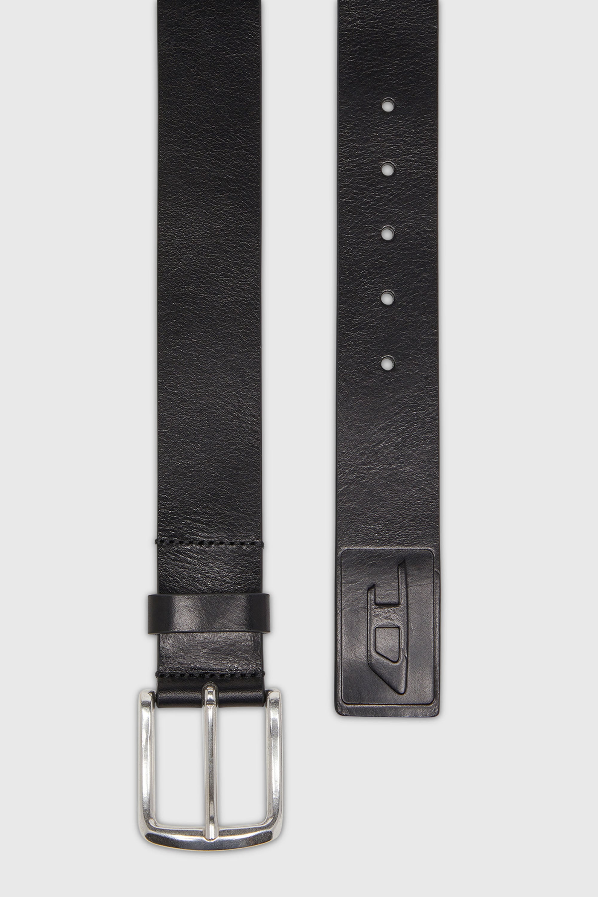 Diesel - B-FLAG-D EMBOSSED, Herren 4 cm Lederg&uuml;rtel mit eingepr&auml;gtem Logo in Schwarz - 2
