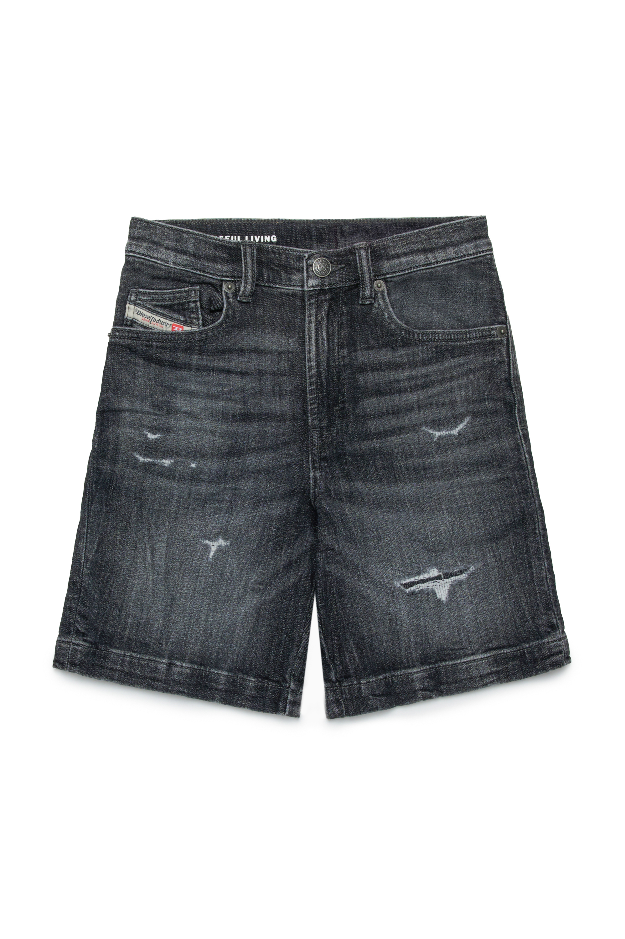 Diesel - D-MACS-SH-J JJJ, Herren Bermuda aus JoggJeans mit Umschlag in Schwarz - 1