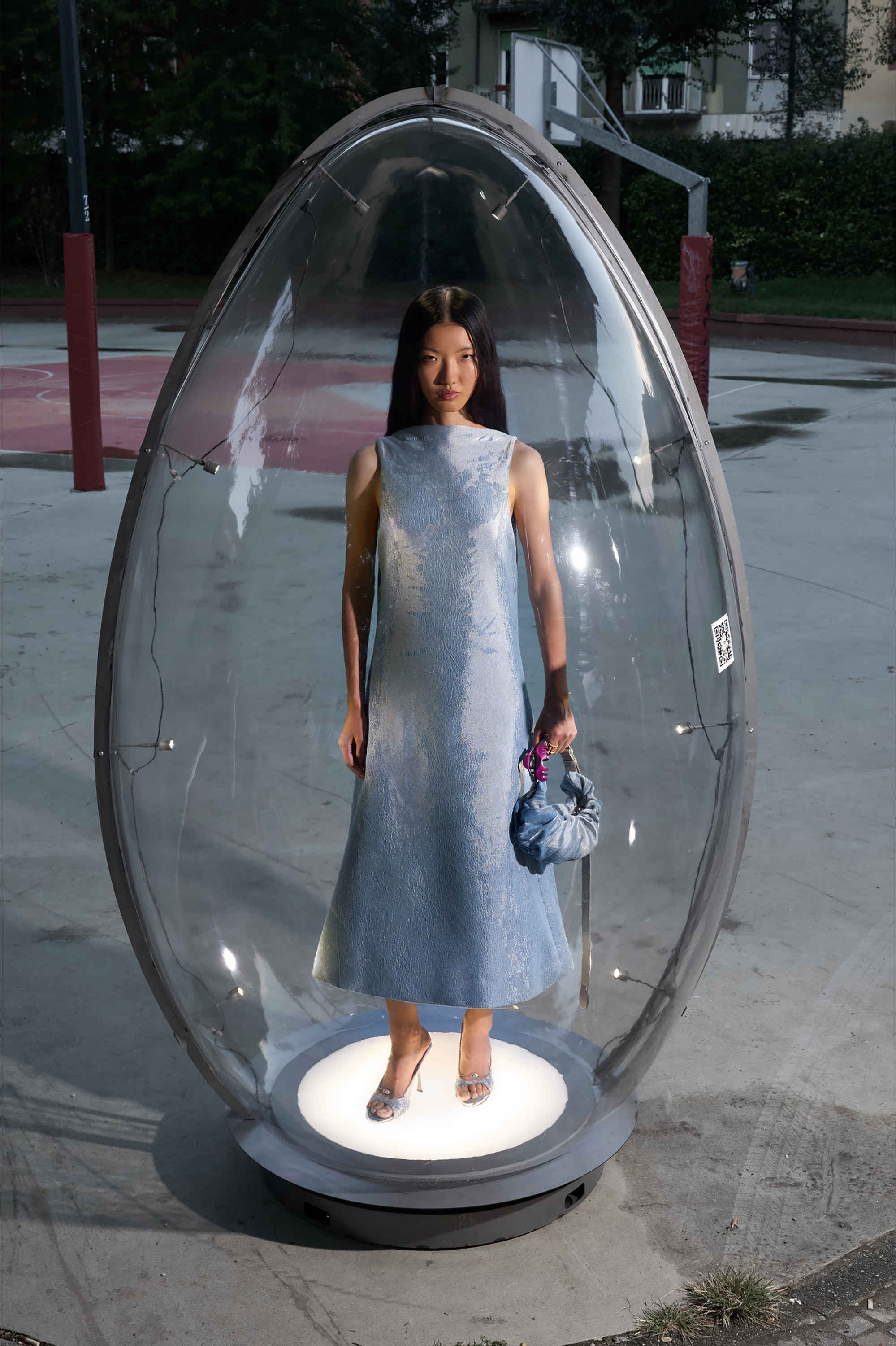 Diesel - GRAB-D HOBO S, Damen Grab-D-Scrunched Hobo-Tasche aus Satin-Denim in Blau - 1