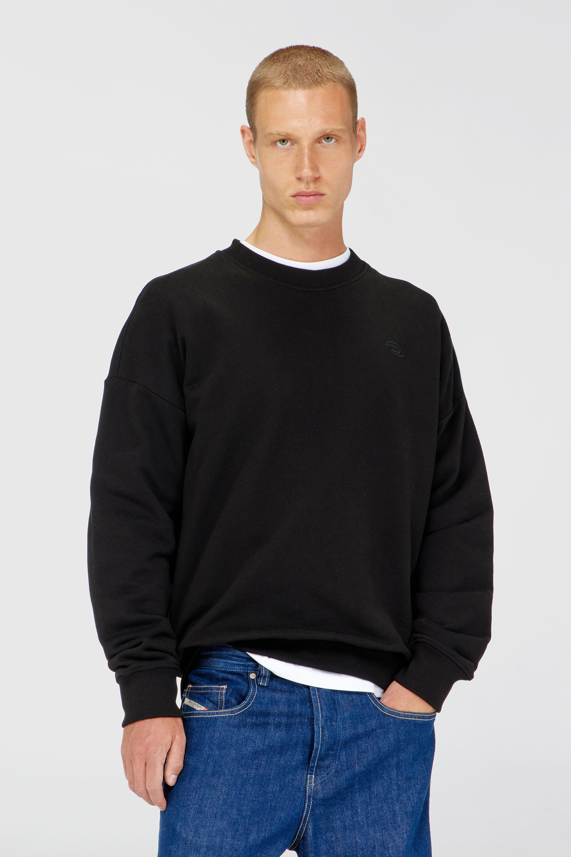 Diesel - S-ROB-MEGOVAL-D, Herren Sweatshirt mit Logo-Stickerei in Schwarz - 1