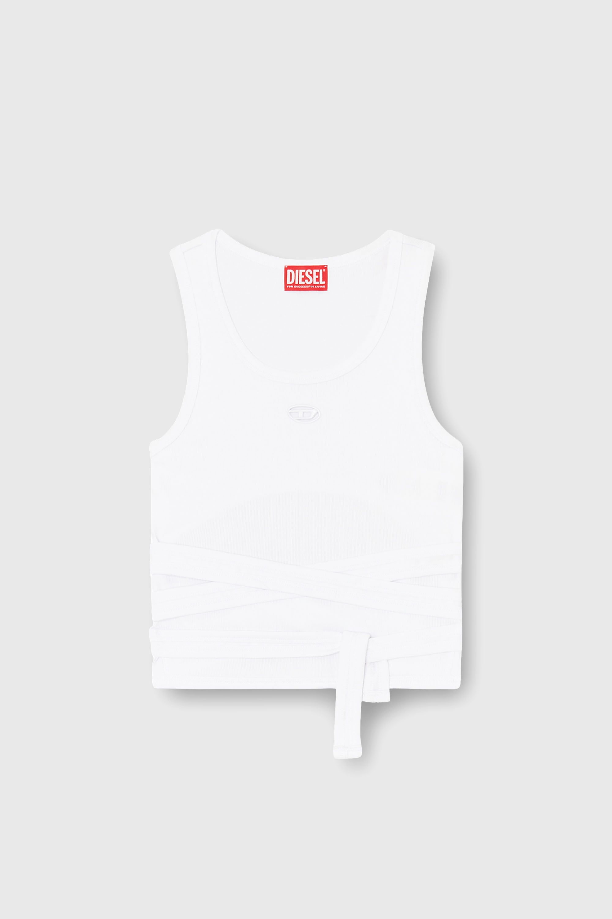 Diesel - T-ANKY-TAIL-S1, Damen Crop-Top mit Wickelschn&uuml;ren in Wei&szlig; - 2