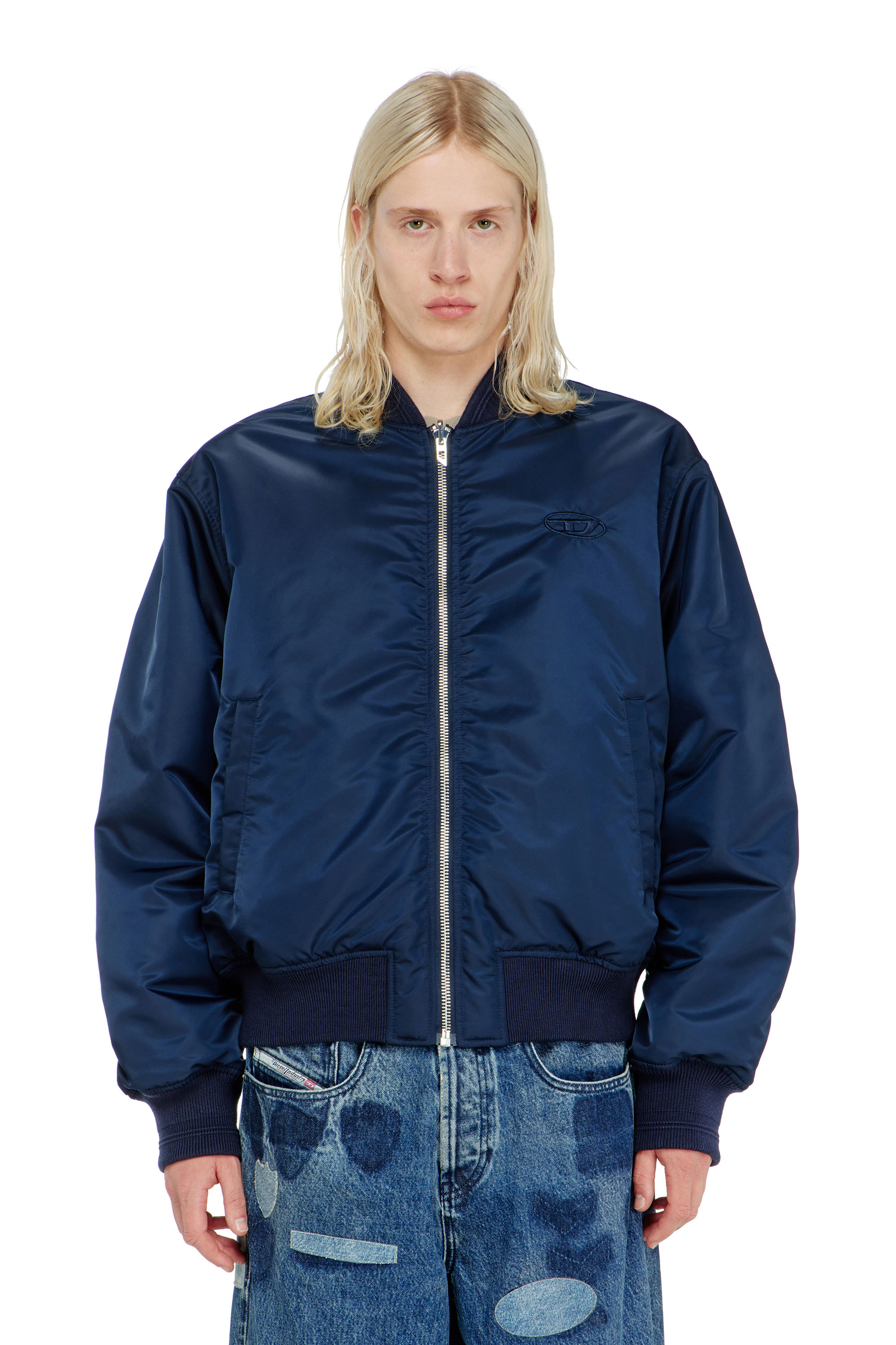 Diesel - W-TYPE-D1, Herren Gesteppte Bomberjacke mit Oval-D-Stickerei in Marineblau - 5