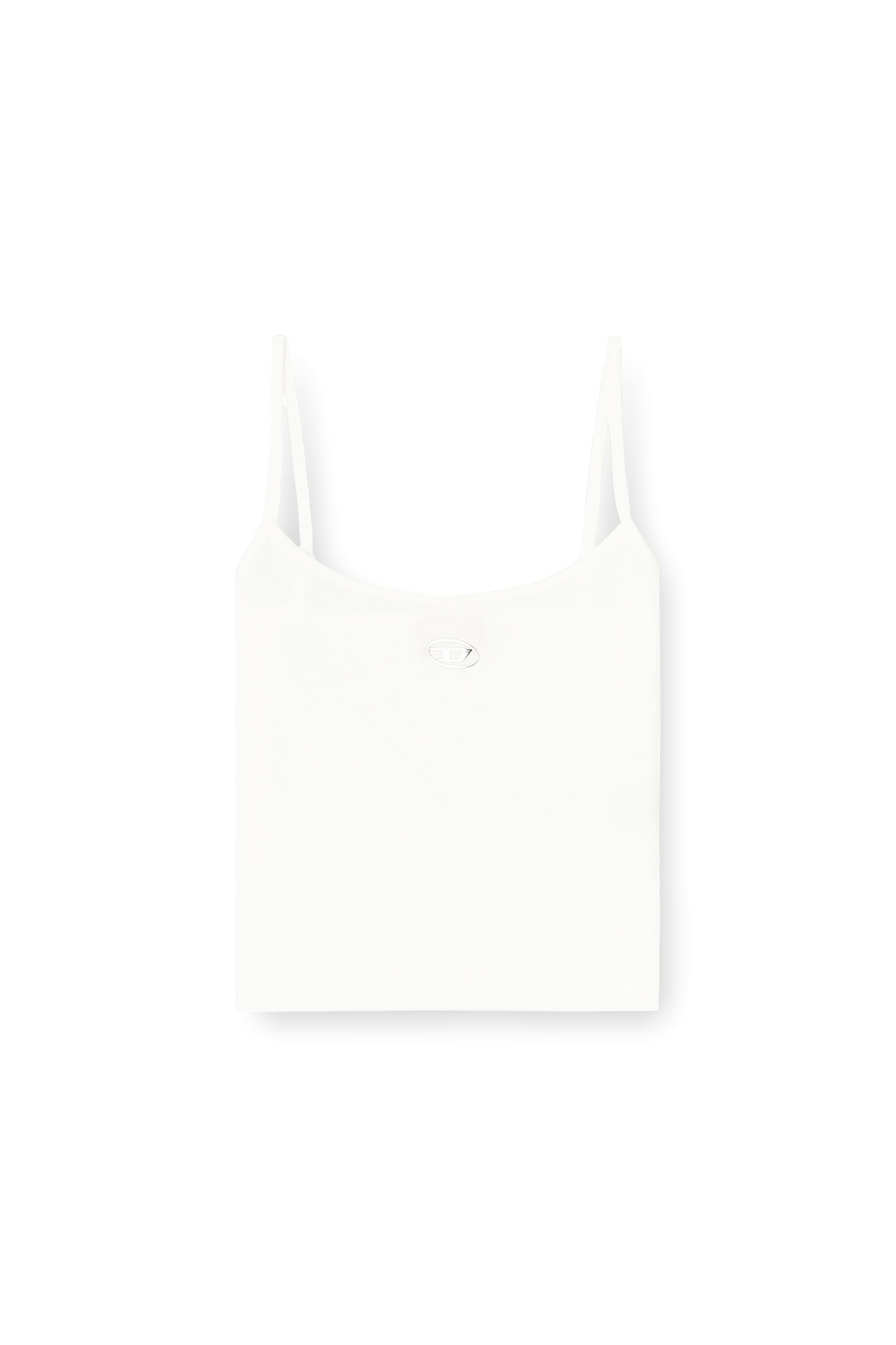 Diesel - T-HUPY-OD, Damen Rippen-Top mit metallicfarbenem Oval D in Weiß - 2