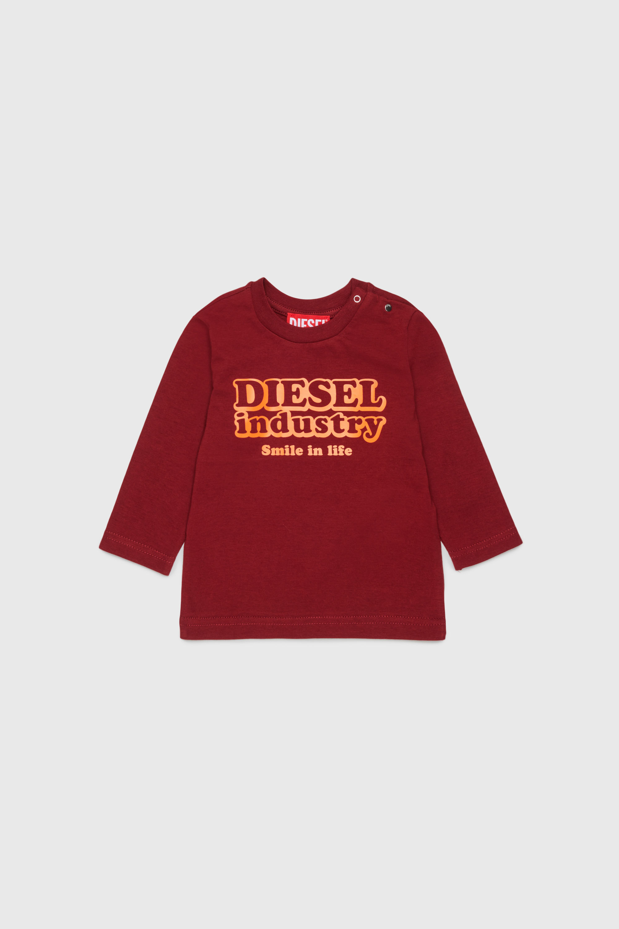 Diesel - TLODIMB, Herren Langarm-T-Shirt mit Diesel Industry Print in Rot - 1