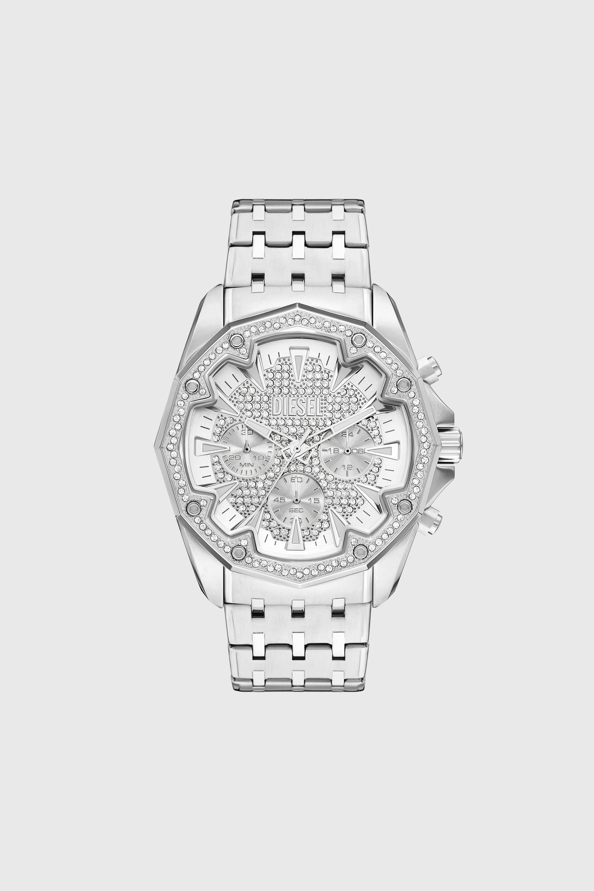 Diesel - DZ4734 WATCH, Herren Stinger Uhr aus Edelstahl mit Pav&eacute;-Besatz in Silber - 1
