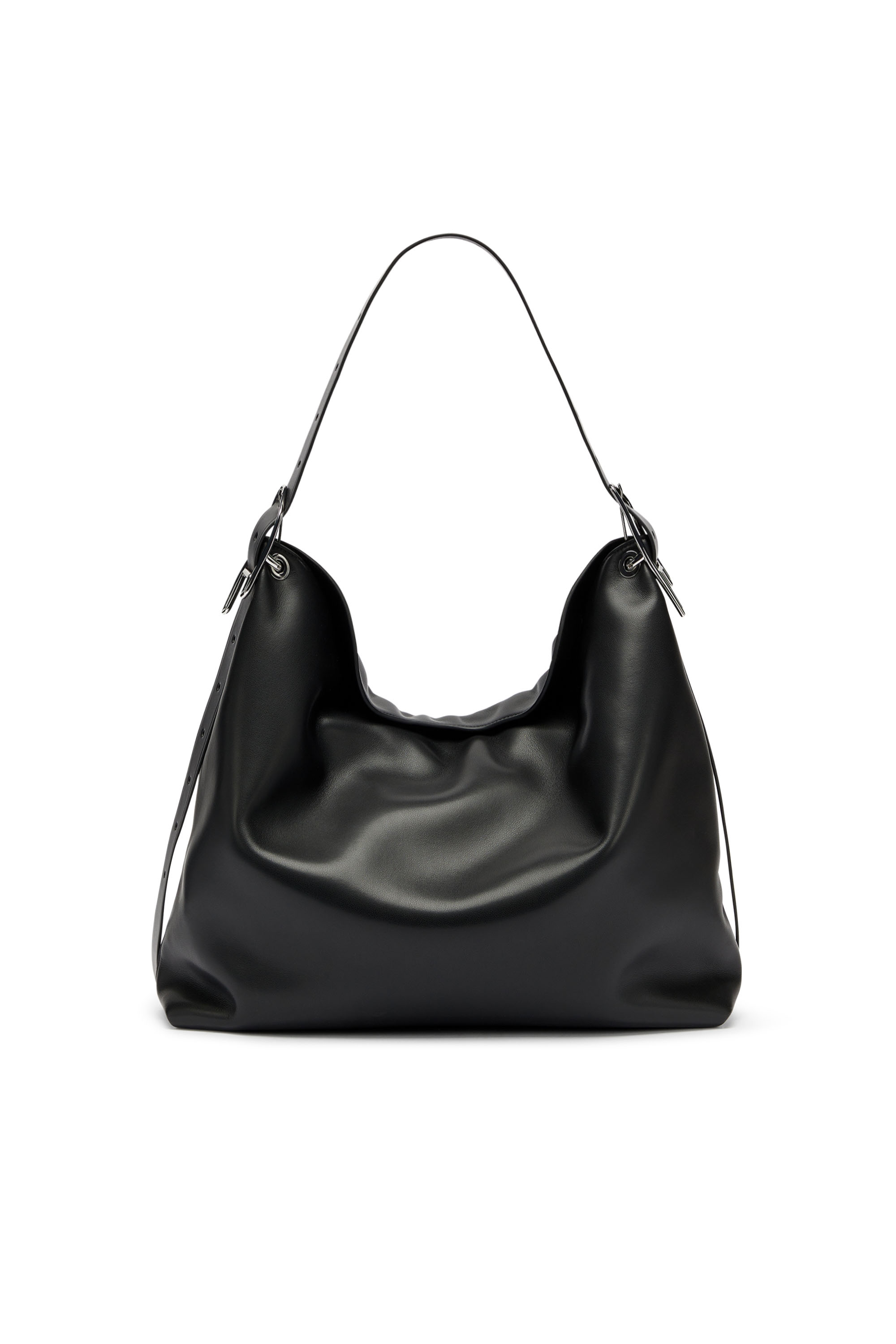 Diesel - D-LINE HOBO, Damen D-Line-Leder Hobo-Tasche in Schwarz - 2