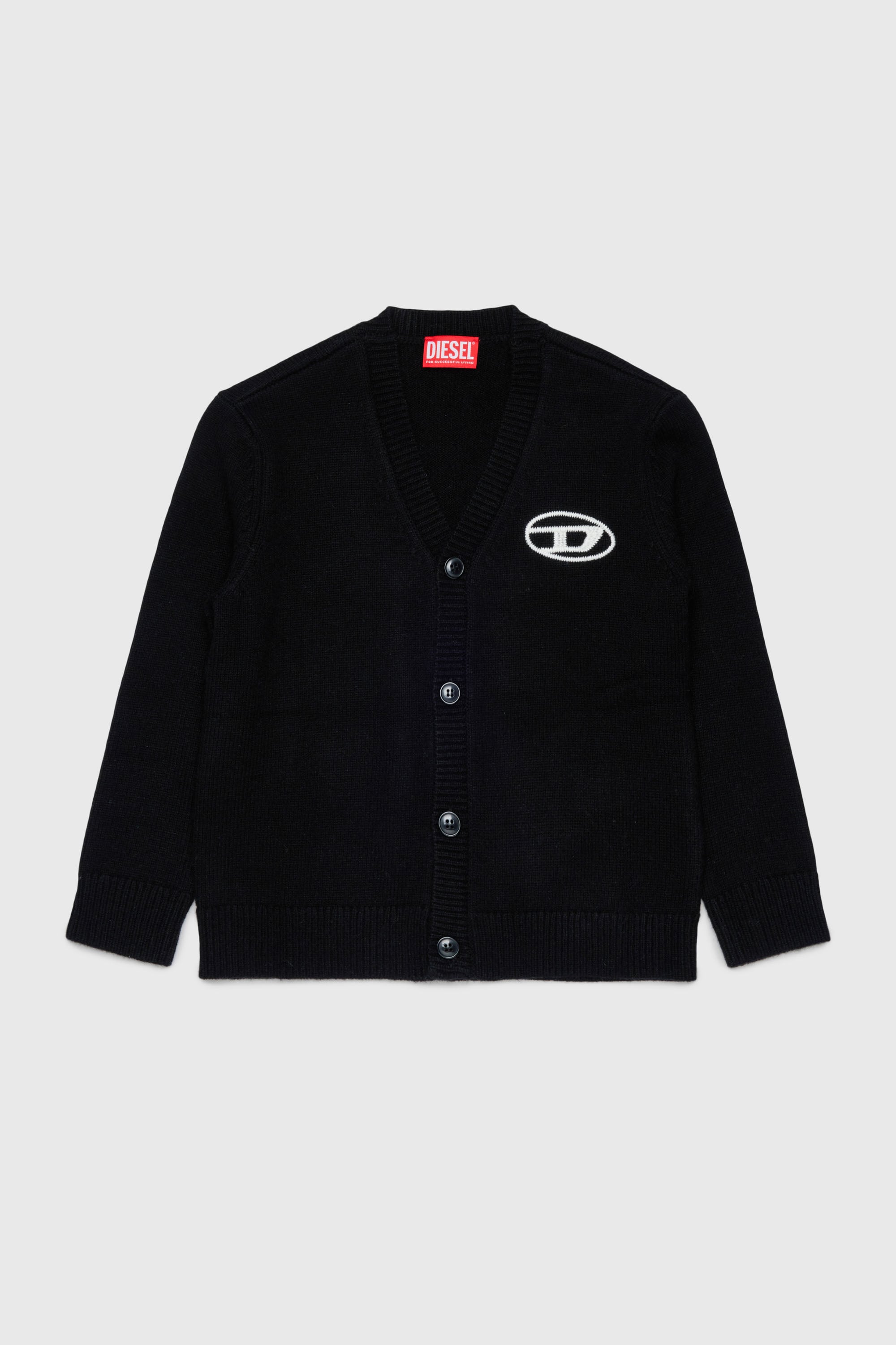 Diesel - KLABO CARDIGAN OVER, Herren Cardigan mit Kaschmir und Oval D Logo in Schwarz - 1