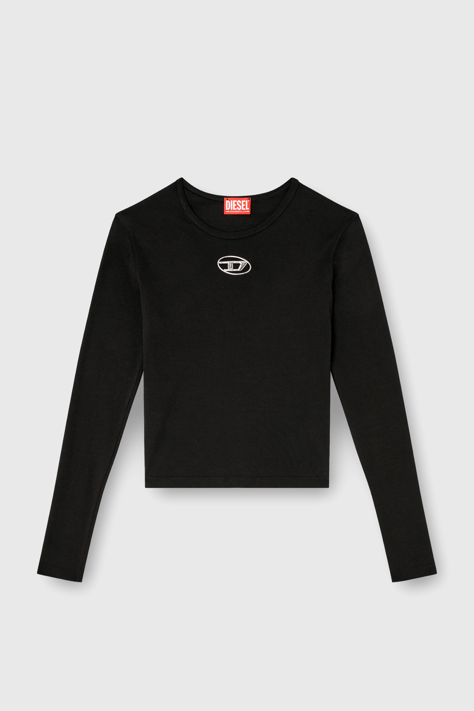 Diesel - T-UNCUTIE-LONG-LS-OD, Damen Langarm-Oberteil mit Oval D-Ausschnitt in Schwarz - 2