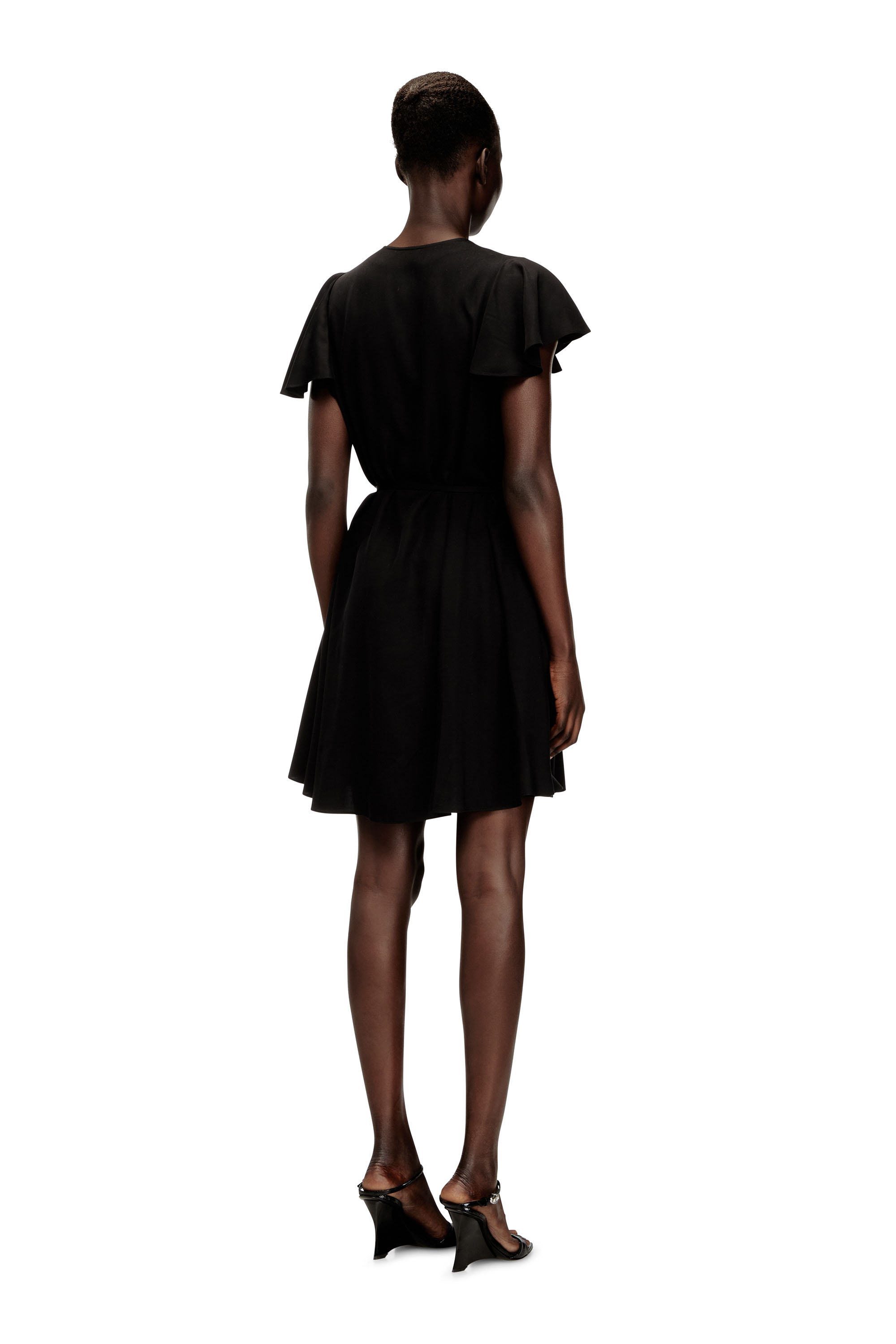 Diesel - D-AIKIRI, Damen Cuprokleid mit V-Ausschnitt und Knöpfen vorne in Schwarz - 4