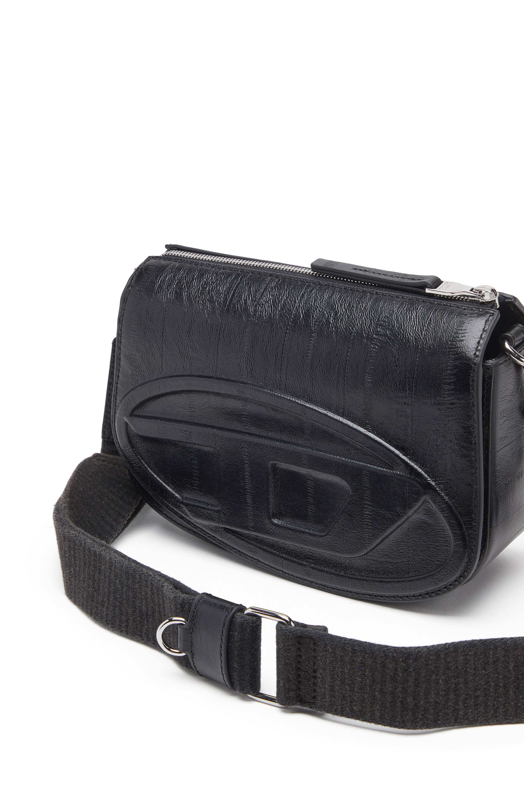 Diesel - 1DR CAMERA BAG, Herren 1DR-Kameratasche aus Leder mit Aal-Effekt in Schwarz - 5