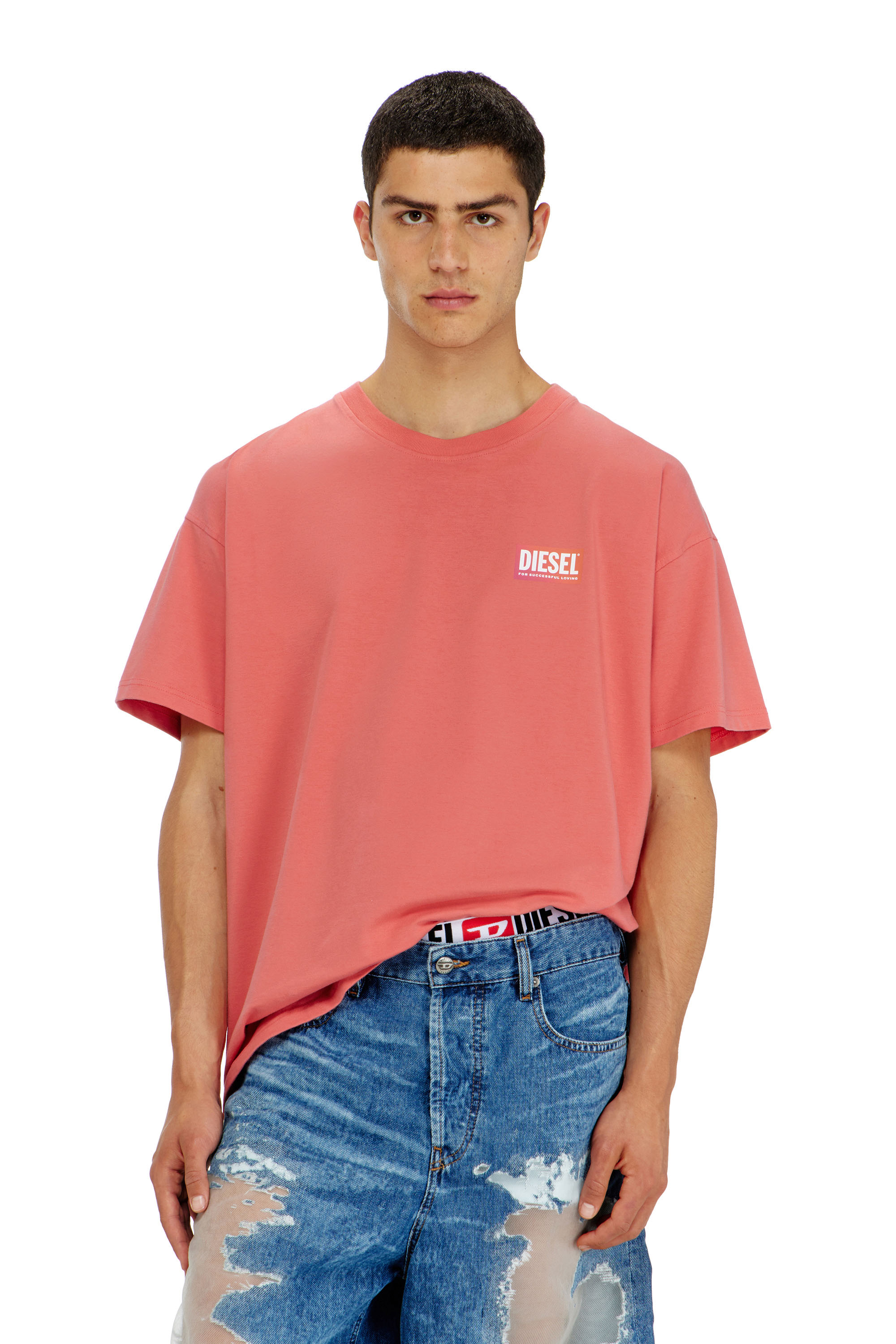 Diesel - PR-T-NORM-CHITIND-R, Unisex T-Shirt mit transparentem Logo auf der R&uuml;ckseite in Korallrosa - 3