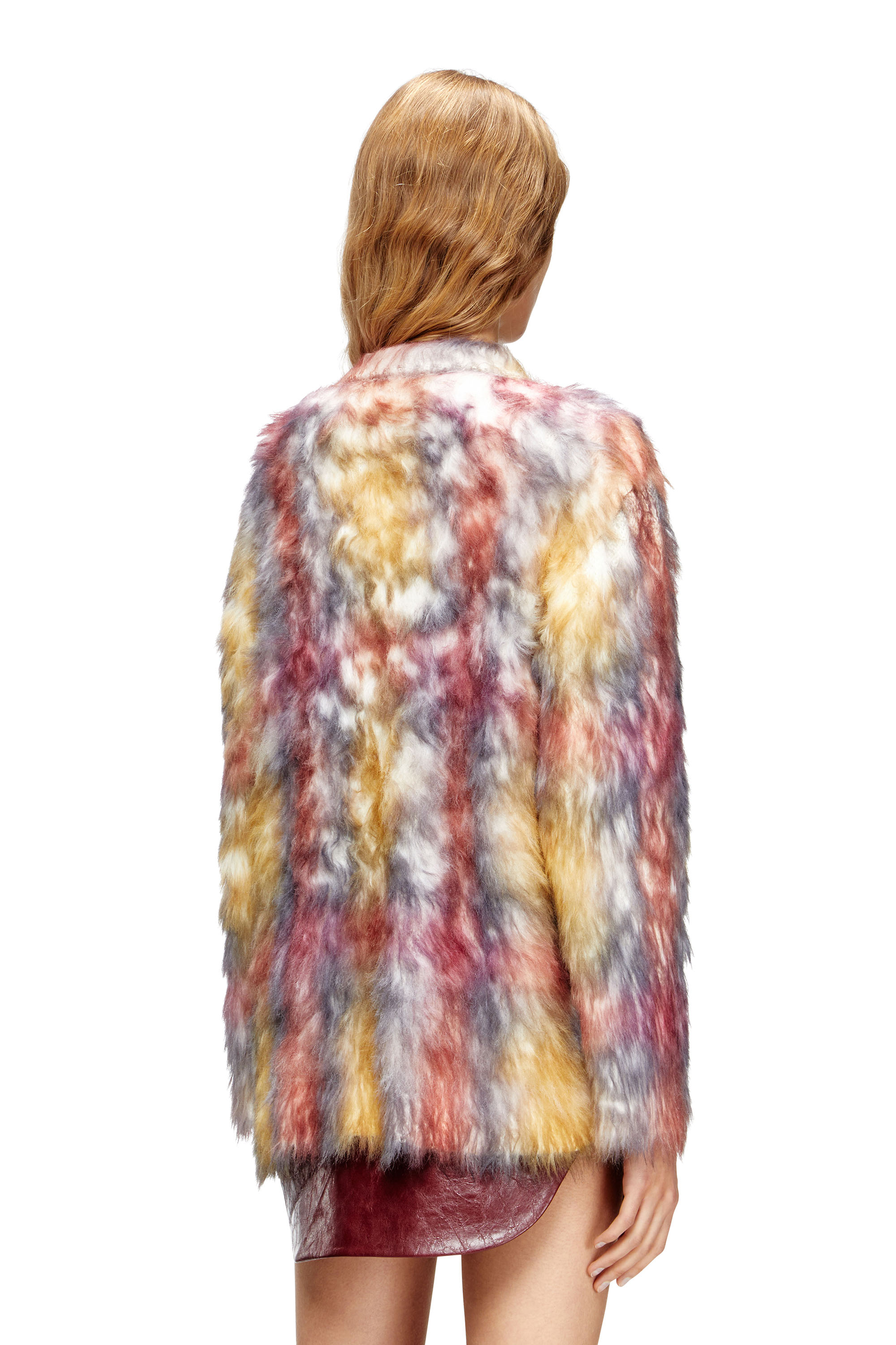 Diesel - M-BERRY, Damen Flauschiger Pullover mit Karomuster in Grau/Rot - 4