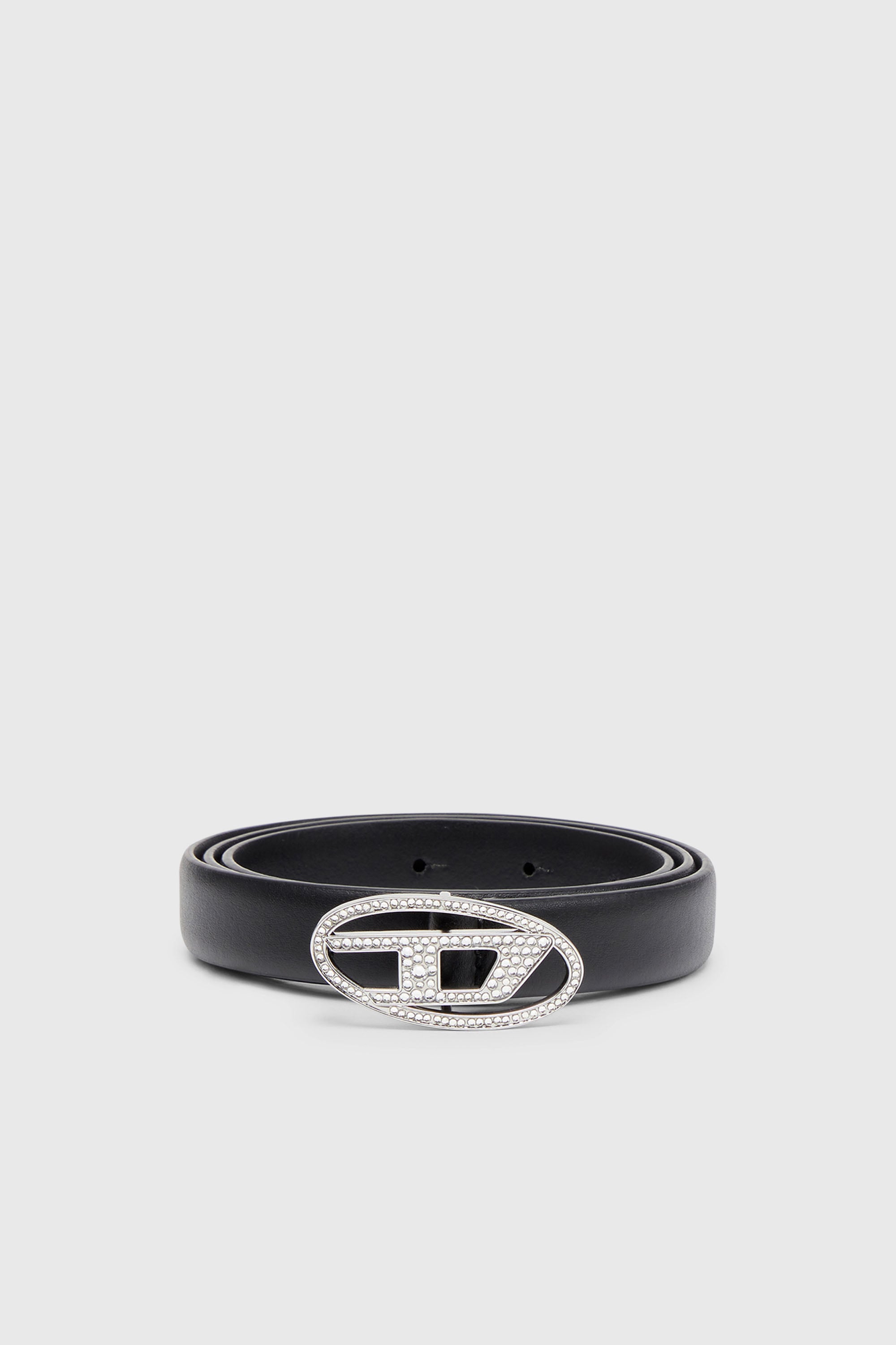 Diesel - B-1DR STRASS 20, Damen 1.9cm Schmaler G&uuml;rtel aus Leder mit Schnalle aus Kristall in Schwarz - 1