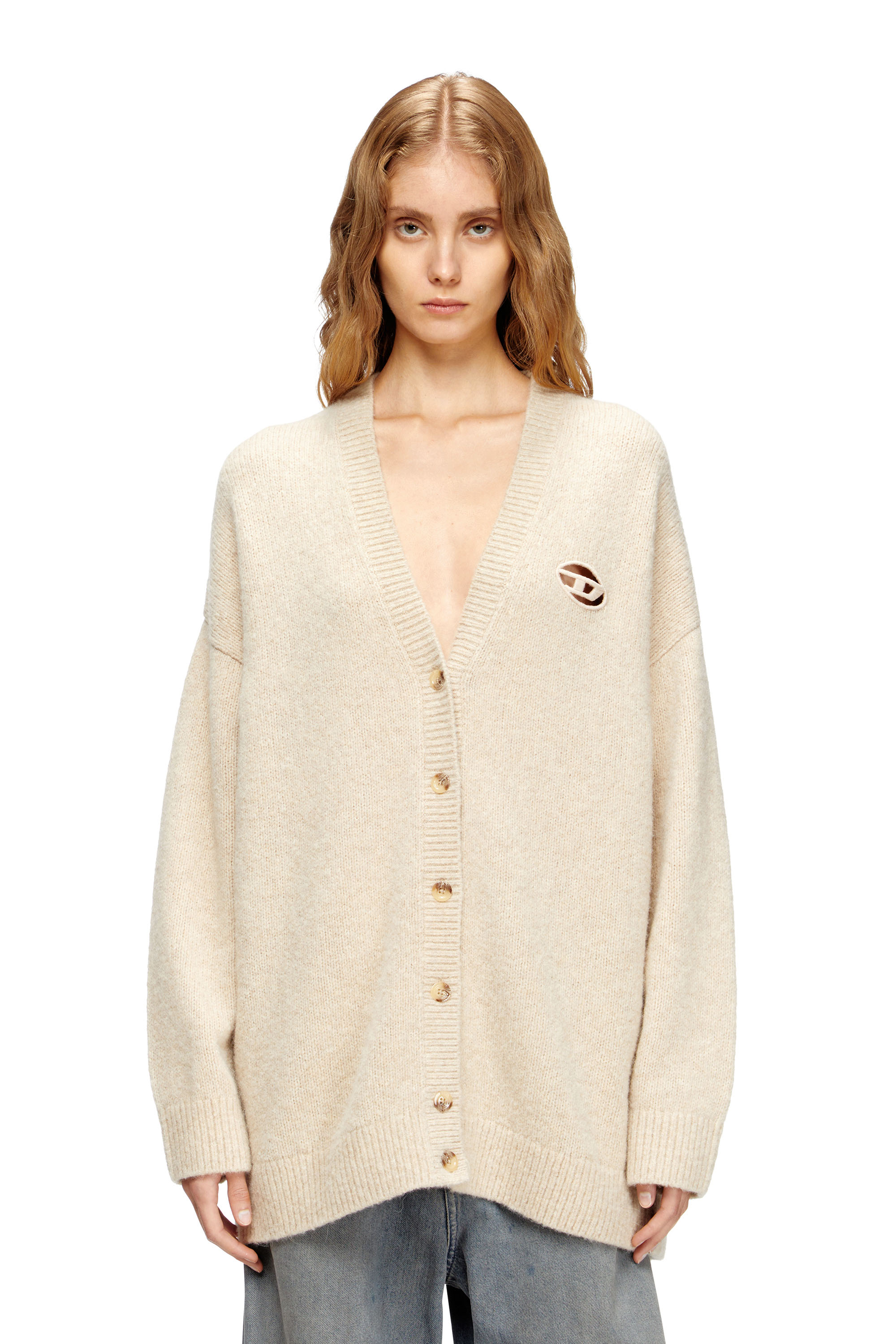 Diesel - M-AREELA, Damen Cardigan aus Woll- und Alpakamischung in Beige - 1
