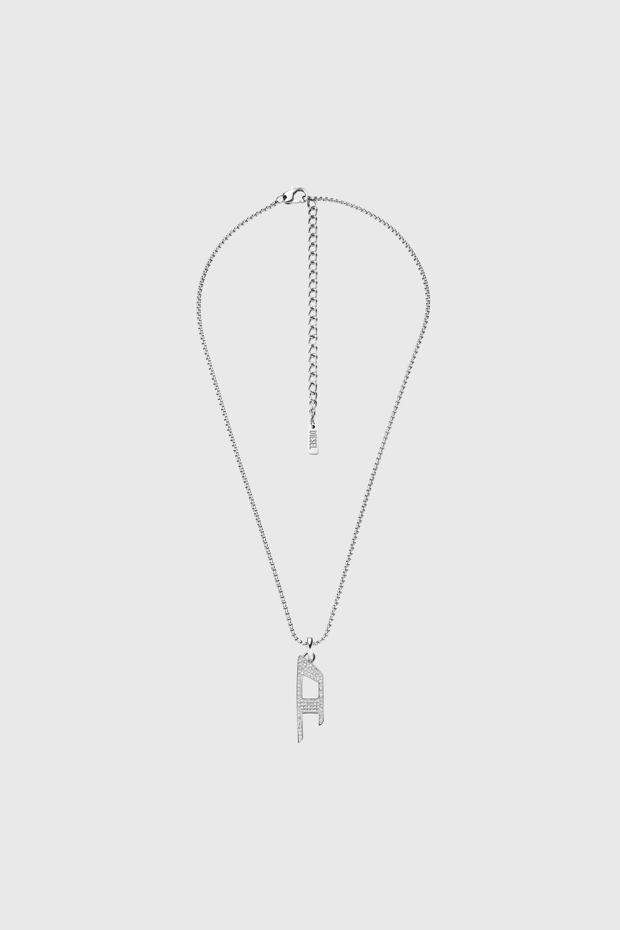 Diesel - DX1624040 JEWELLERY, Unisex Halskette mit Glitzeranh&auml;nger aus Edelstahl in Silber - 1
