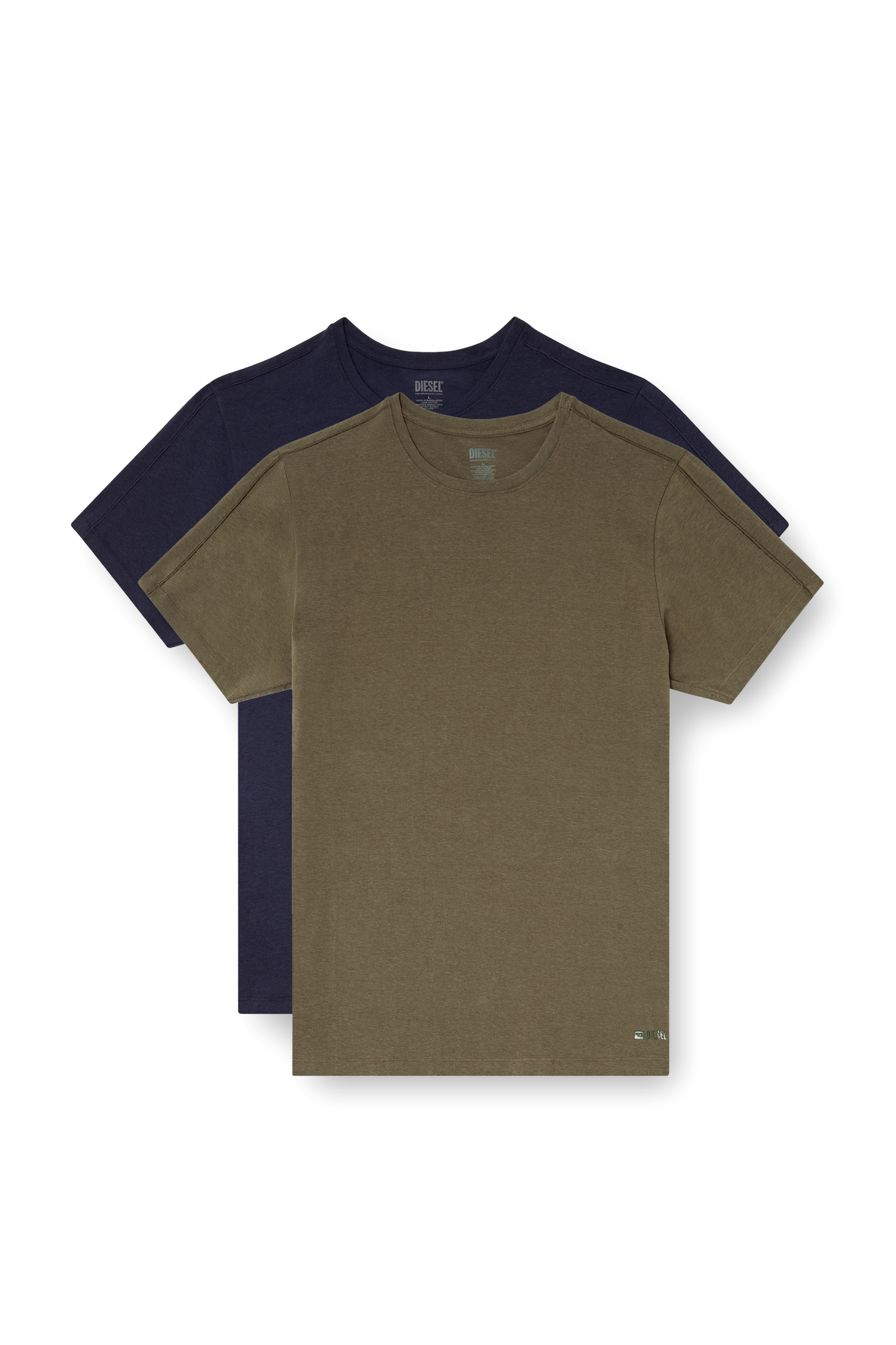 Diesel - RANDAL-D-MONO-2PACK, Herren T-Shirt aus fließendem Jersey im Zweierpack in Grün/Blau - 2