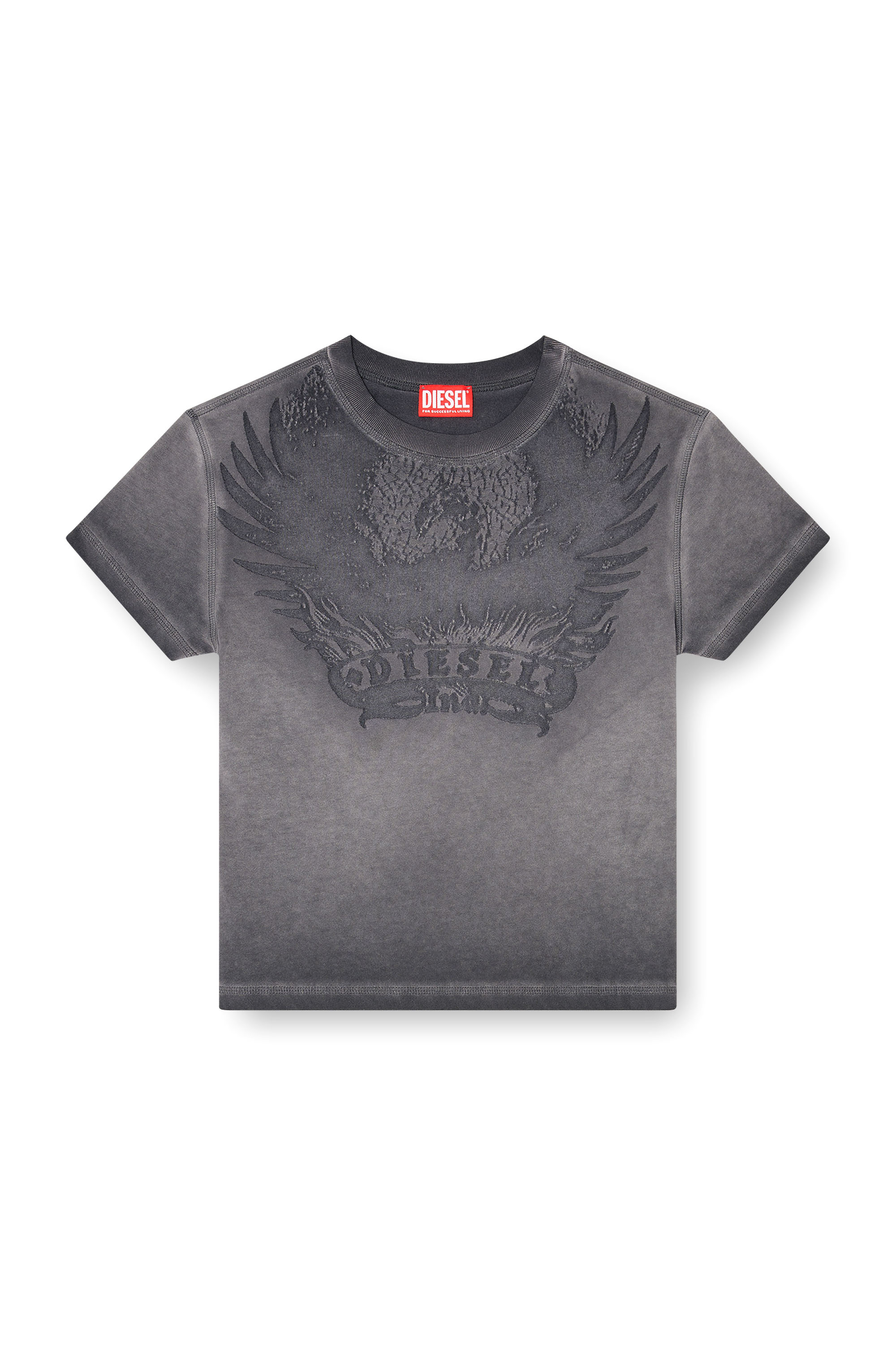 Diesel - T-ILA-AA7, Damen Slim T-shirt mit d&eacute;vor&eacute; Phoenix in Grau - 2