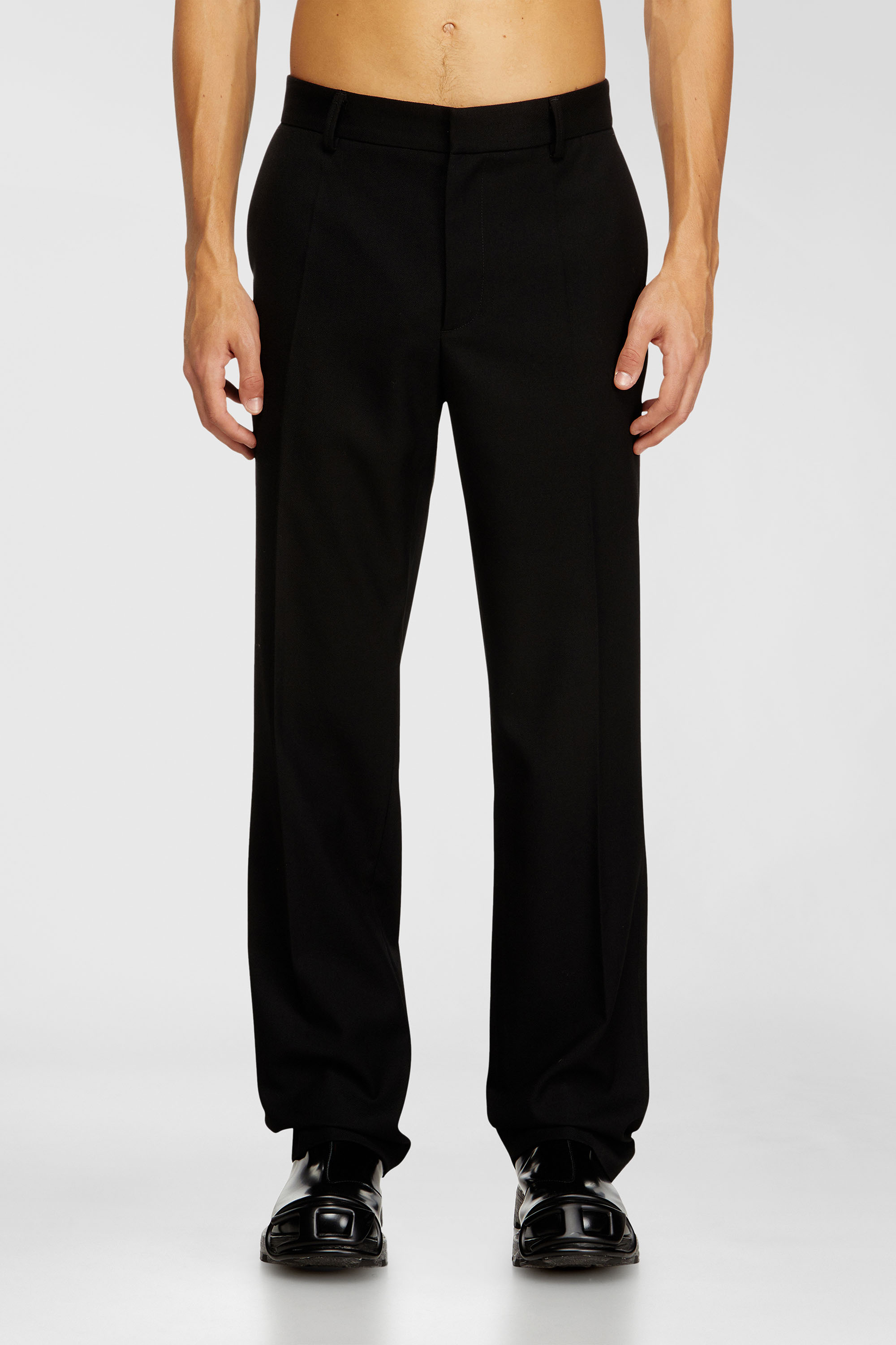 Diesel - P-AM-EPCI, Herren Wollmischung-Hose mit Metalletikett in Schwarz - 1