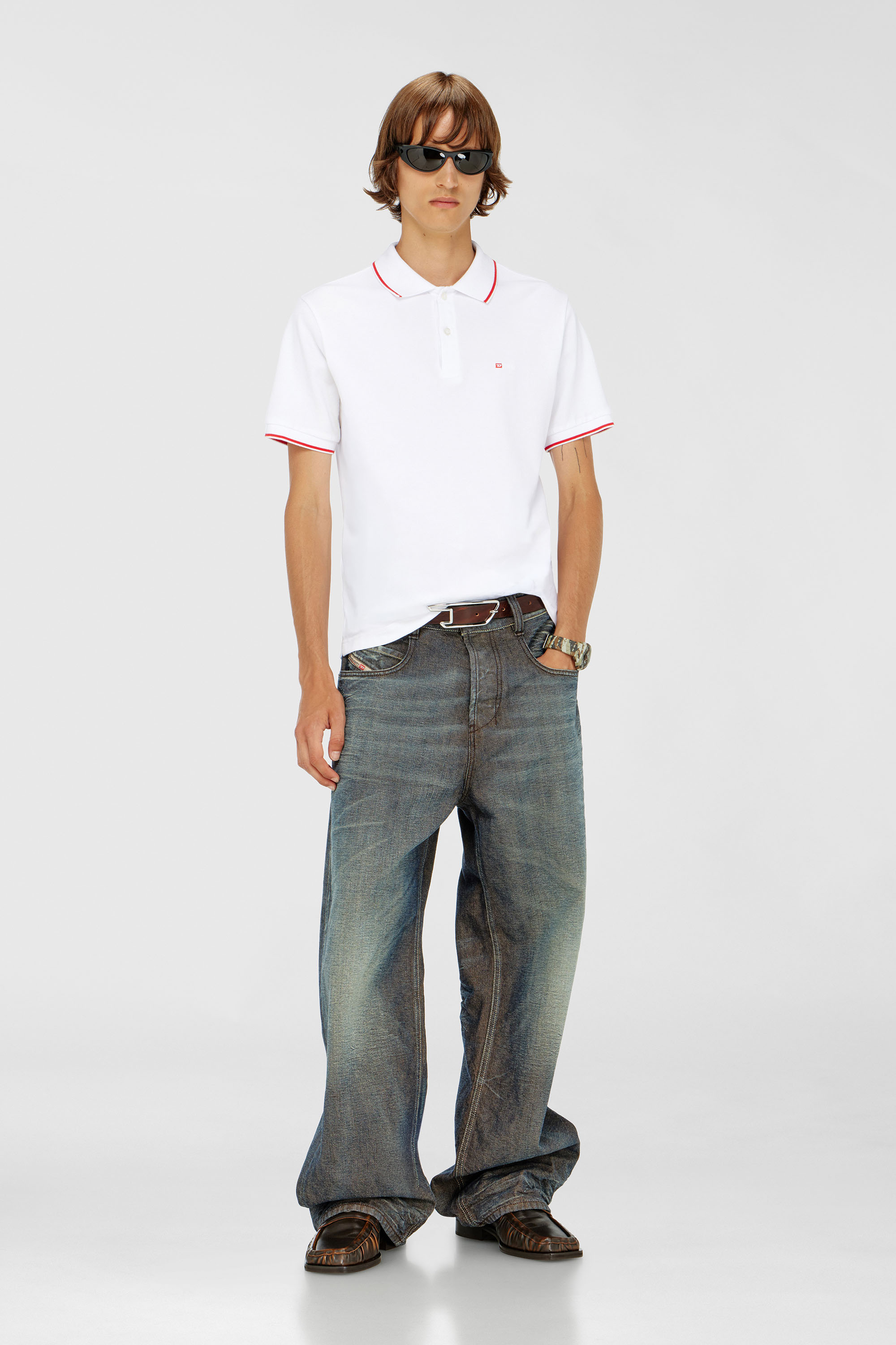Diesel - T-FERRY-MICRODIV, Herren Poloshirt mit Diesel-Microstickerei in Wei&szlig; - 1
