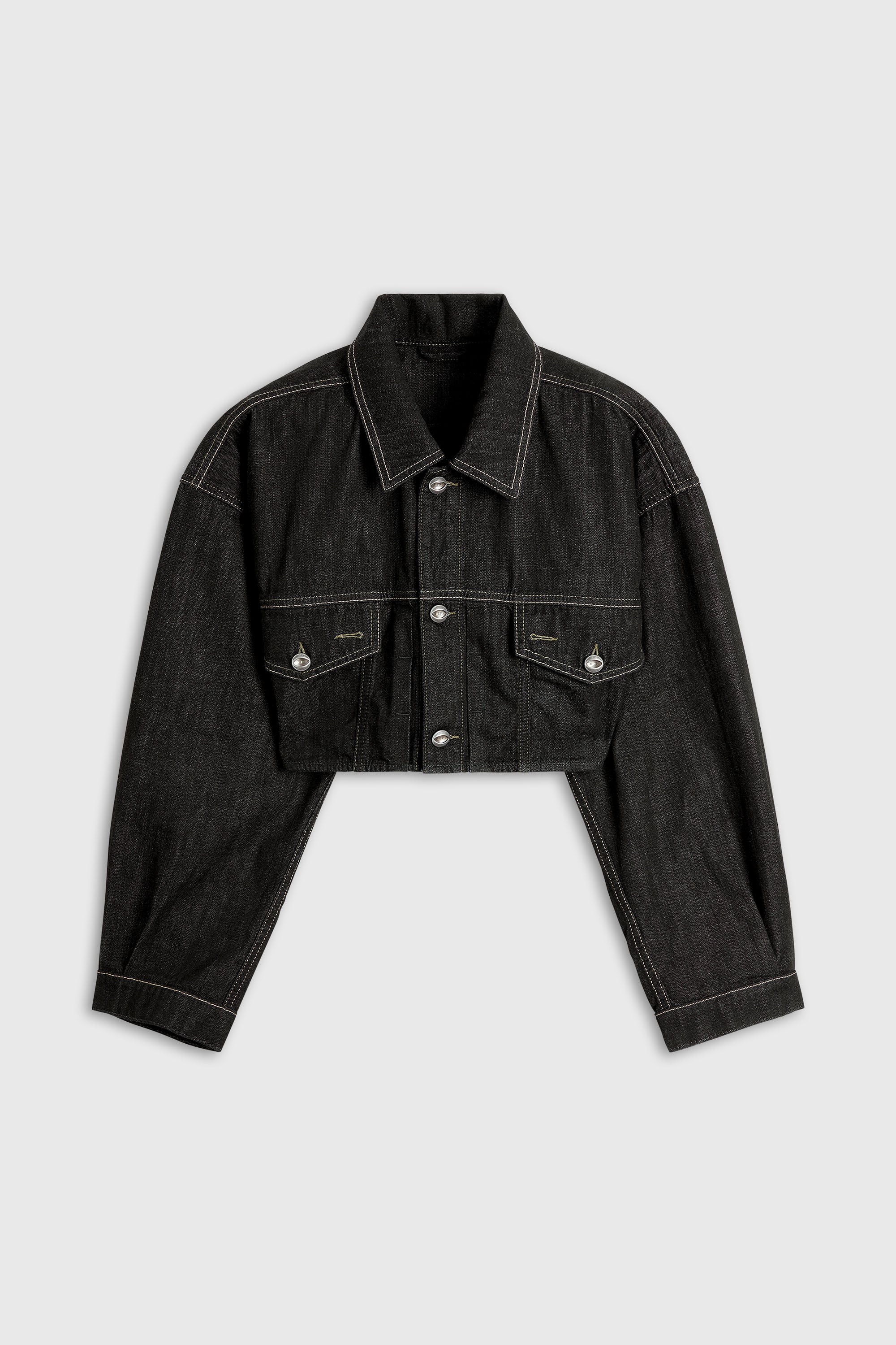 Diesel - DE-MALLEY, Damen Oversized cropped Trucker-Jacke aus rinse denim in Schwarz - 2