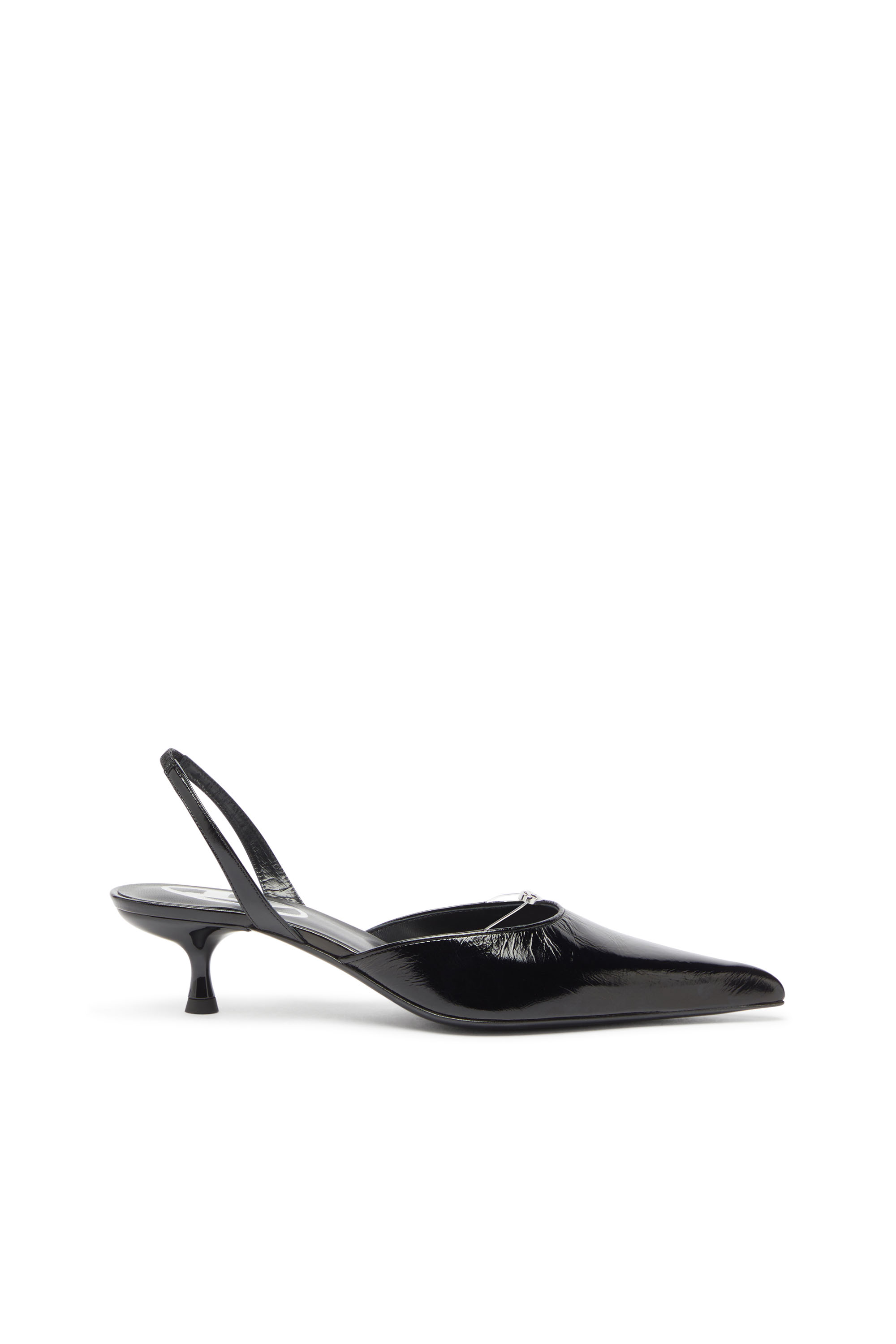 Diesel - D-JEWELS 40 D'OR, Damen D-Ten&Half - Lederslingbacks mit Oval D Schmuck in Schwarz - 1