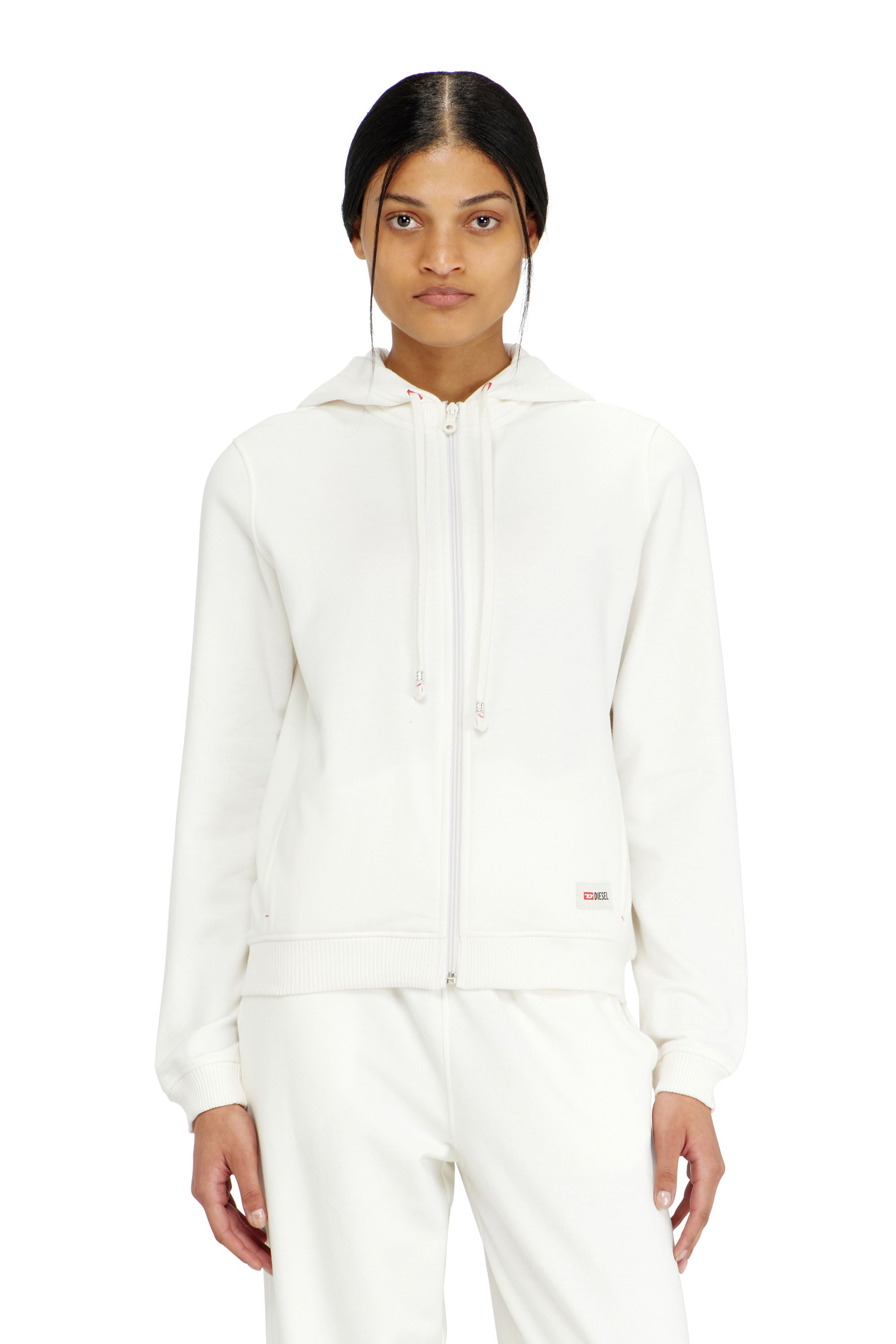 Diesel - HARRIET-D-CORE, Damen Kapuzenpullover aus aufgerauter Baumwollmischung in Wei&szlig; - 1