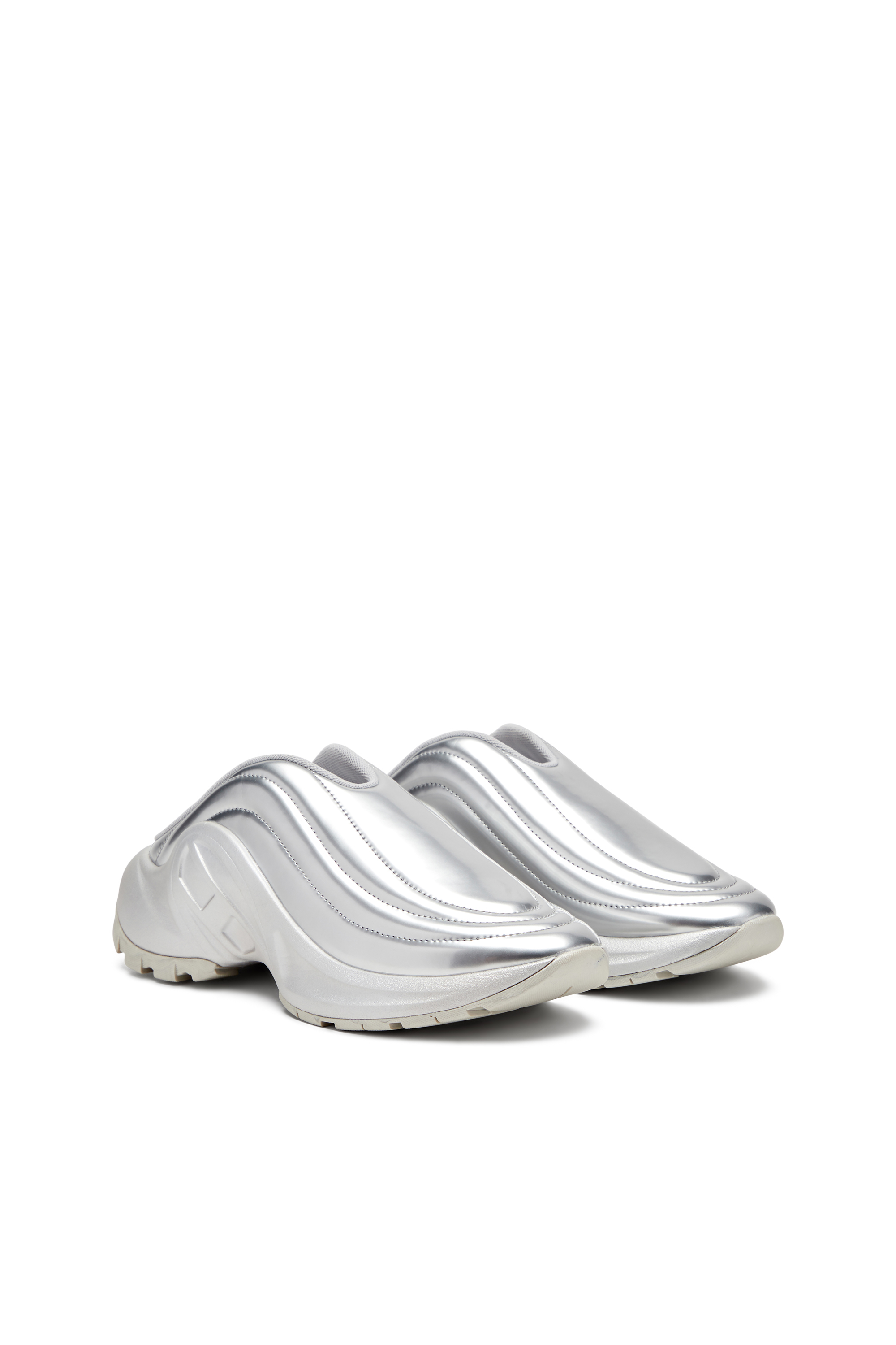 Diesel - S-D-RUNNER MULE X, Unisex S-D-Runner-Pantoletten in Metallic-Optik in Silber - 2