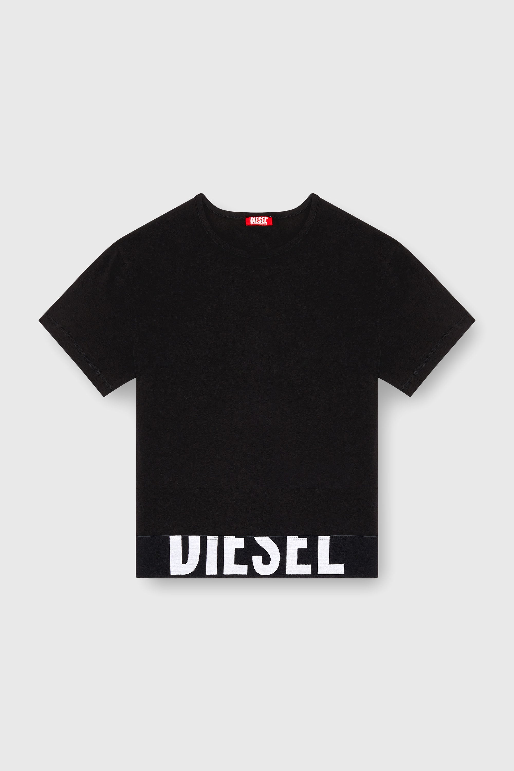 Diesel - UFTEE-SPORT-CROPPED-T-SHIRT, Damen Sportliches verk&uuml;rztes Top mit Logo-Band in Schwarz - 2
