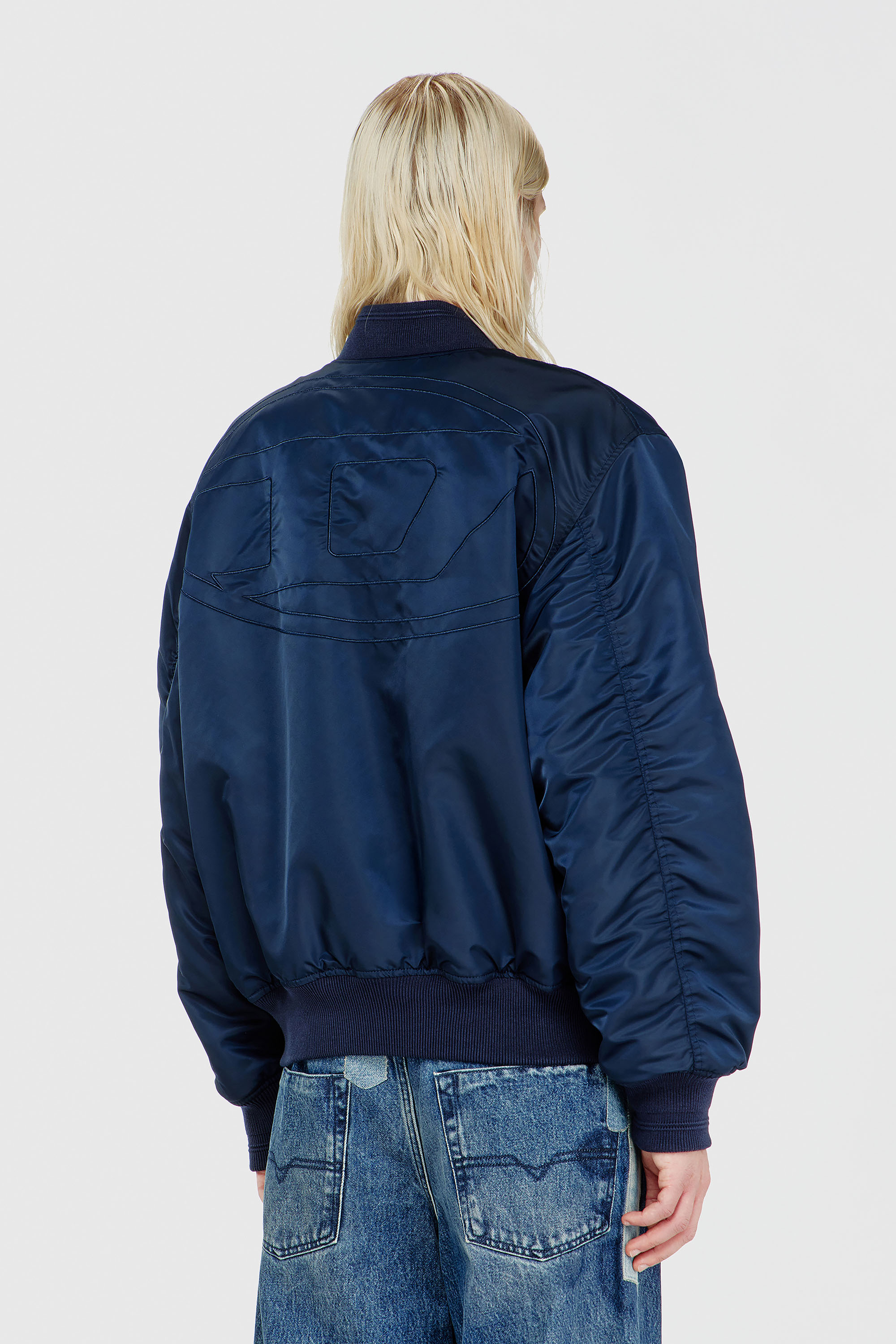 Diesel - W-TYPE-D1, Herren Gesteppte Bomberjacke mit Oval-D-Stickerei in Marineblau - 4