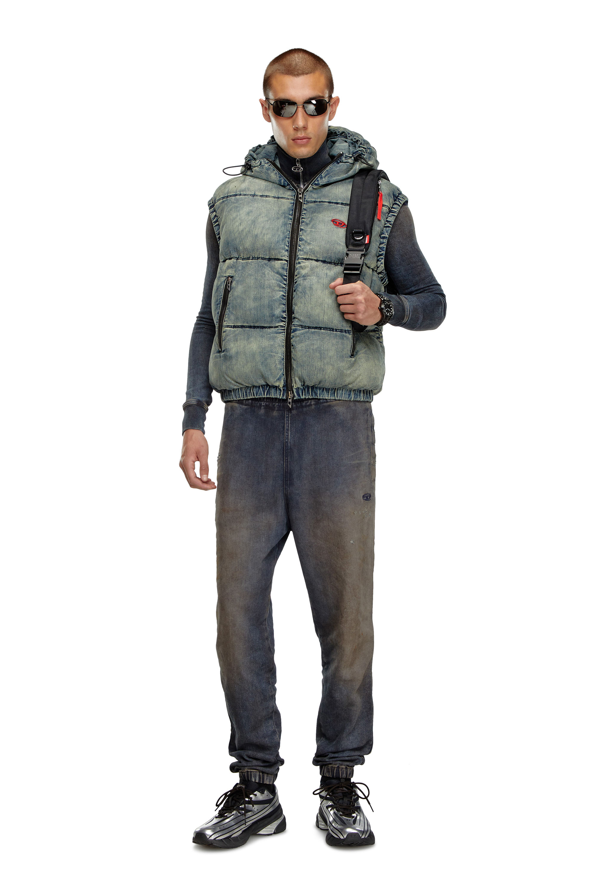 Diesel - W-MONS-SL, Man's Padded vest in faded denim in Blue - 2