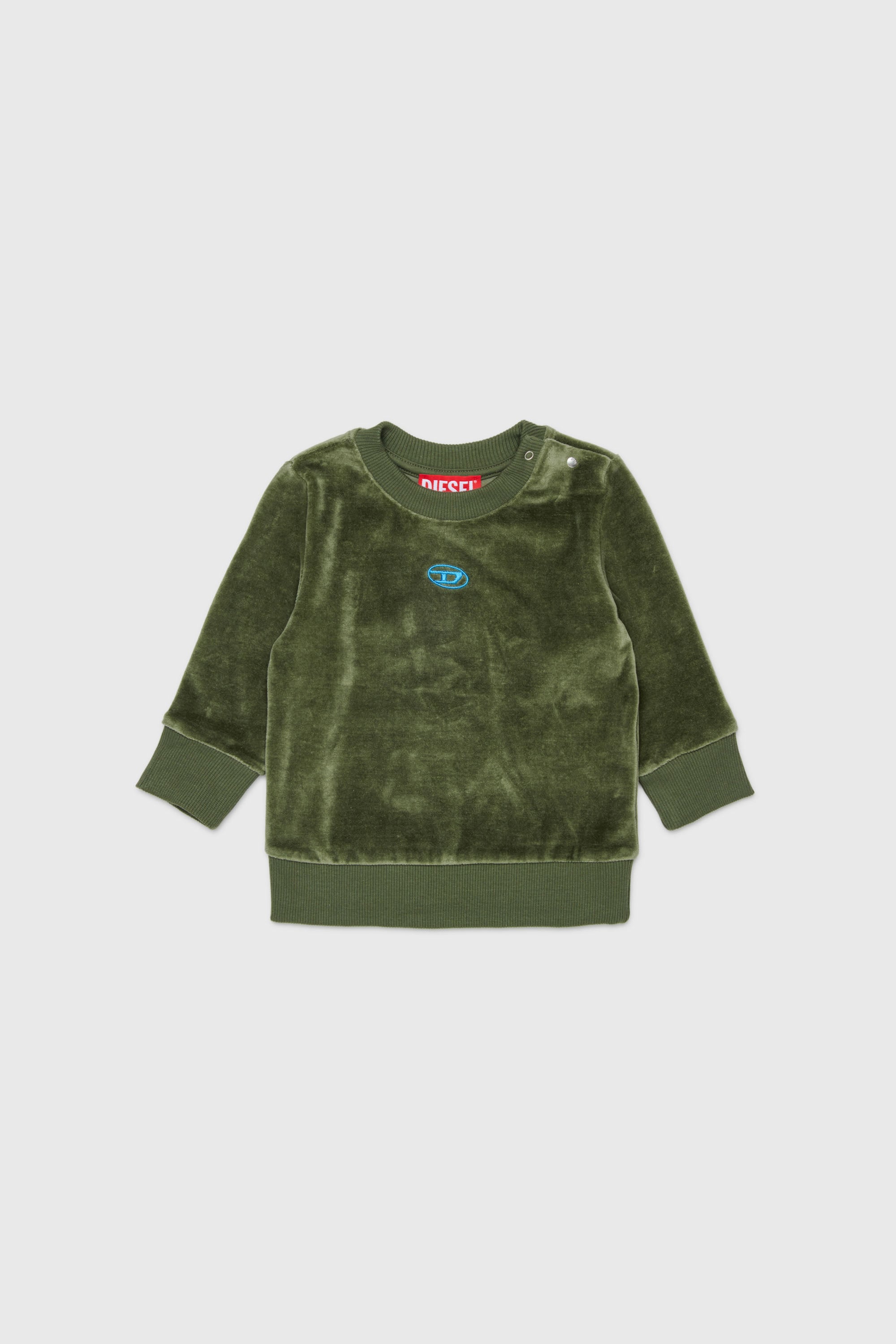 Diesel - SHENIB, Herren Sweatshirt aus Samt mit Oval D Stickerei in Gr&uuml;n - 1