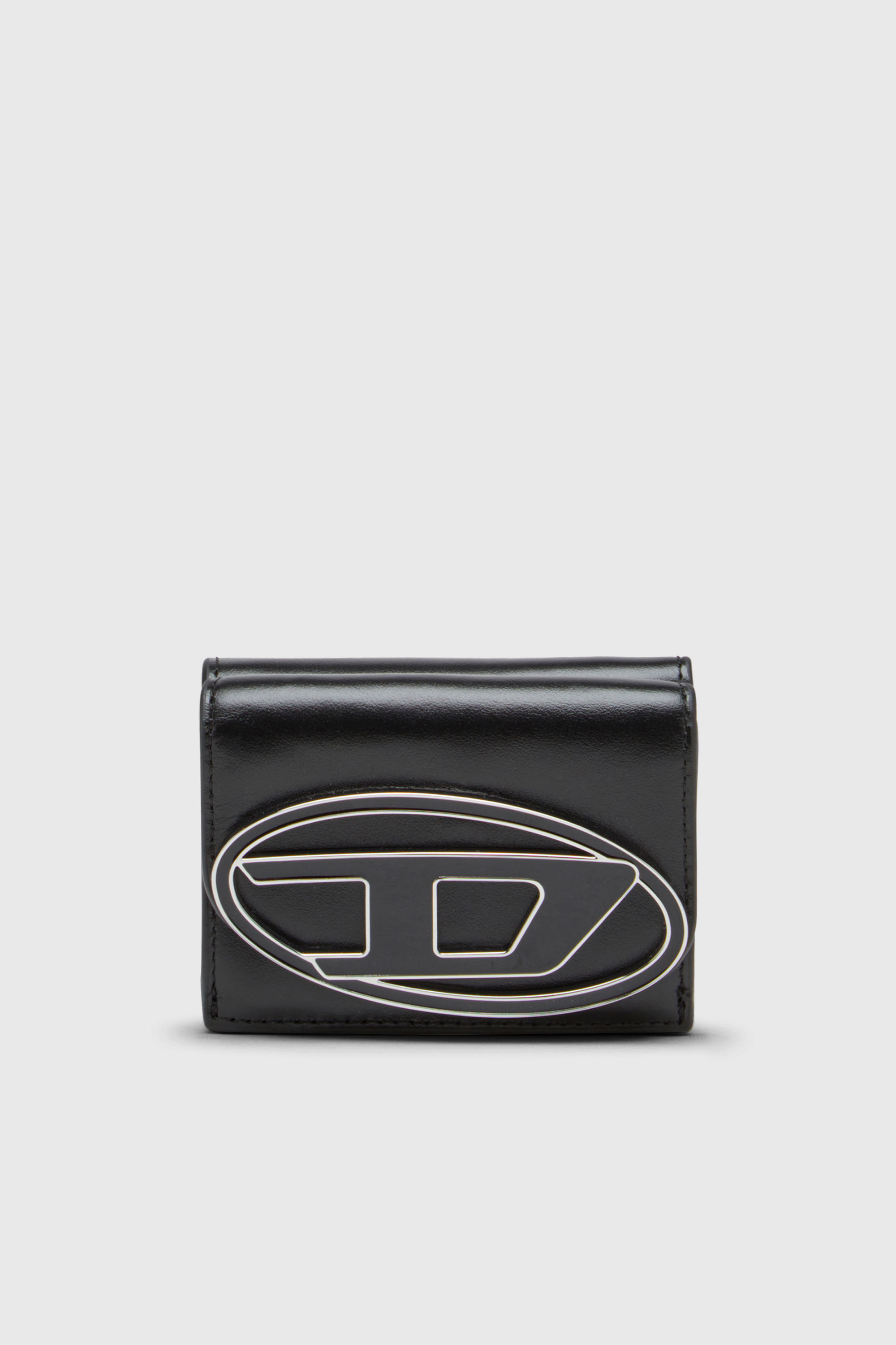 Diesel - 1DR TRI FOLD COIN XS II, Damen Dreifach-Faltportemonnaie aus Leder in Schwarz - 1