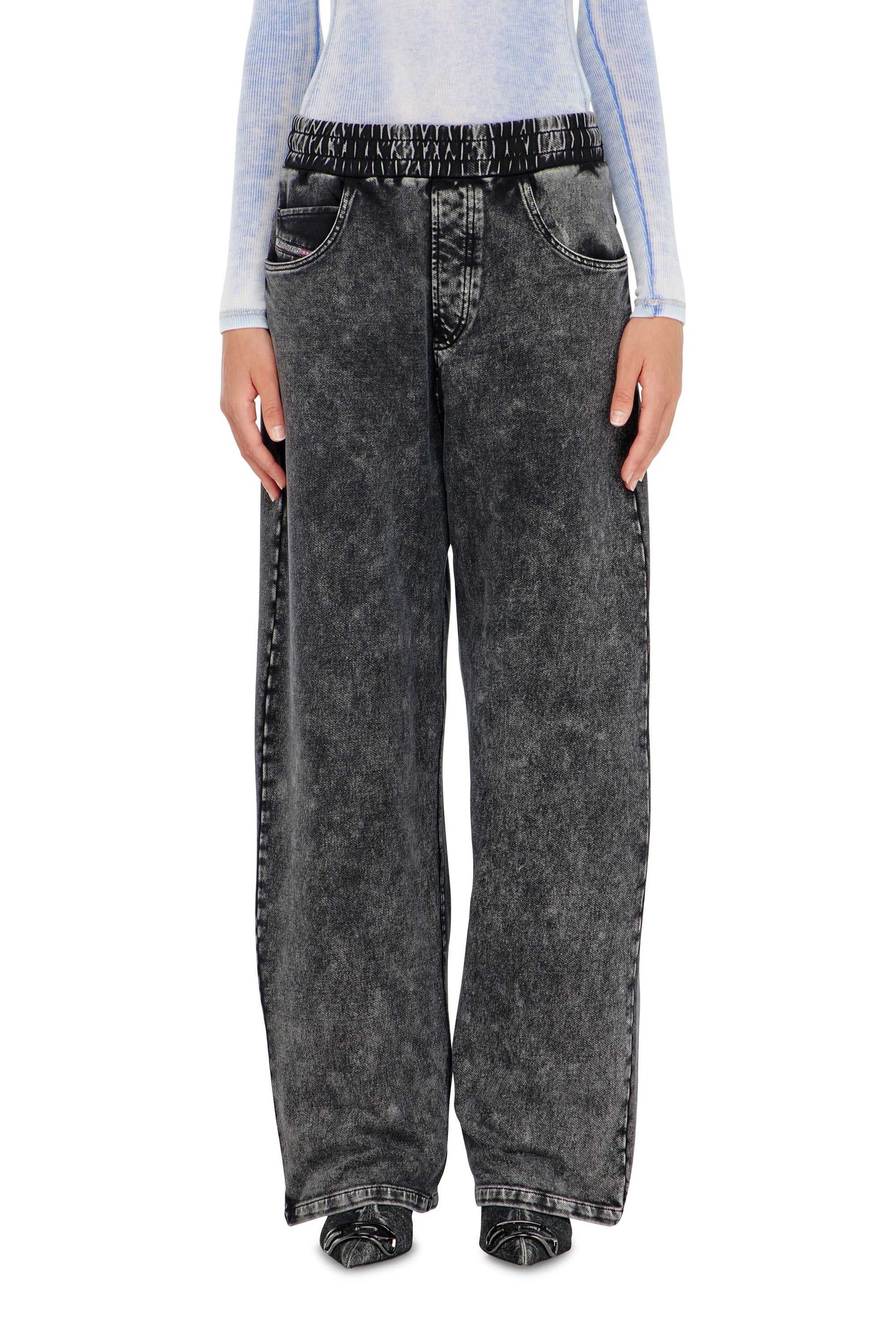 Diesel - P-STUKY, Woman's Sweatpants with denim effect in Dark grey - 2