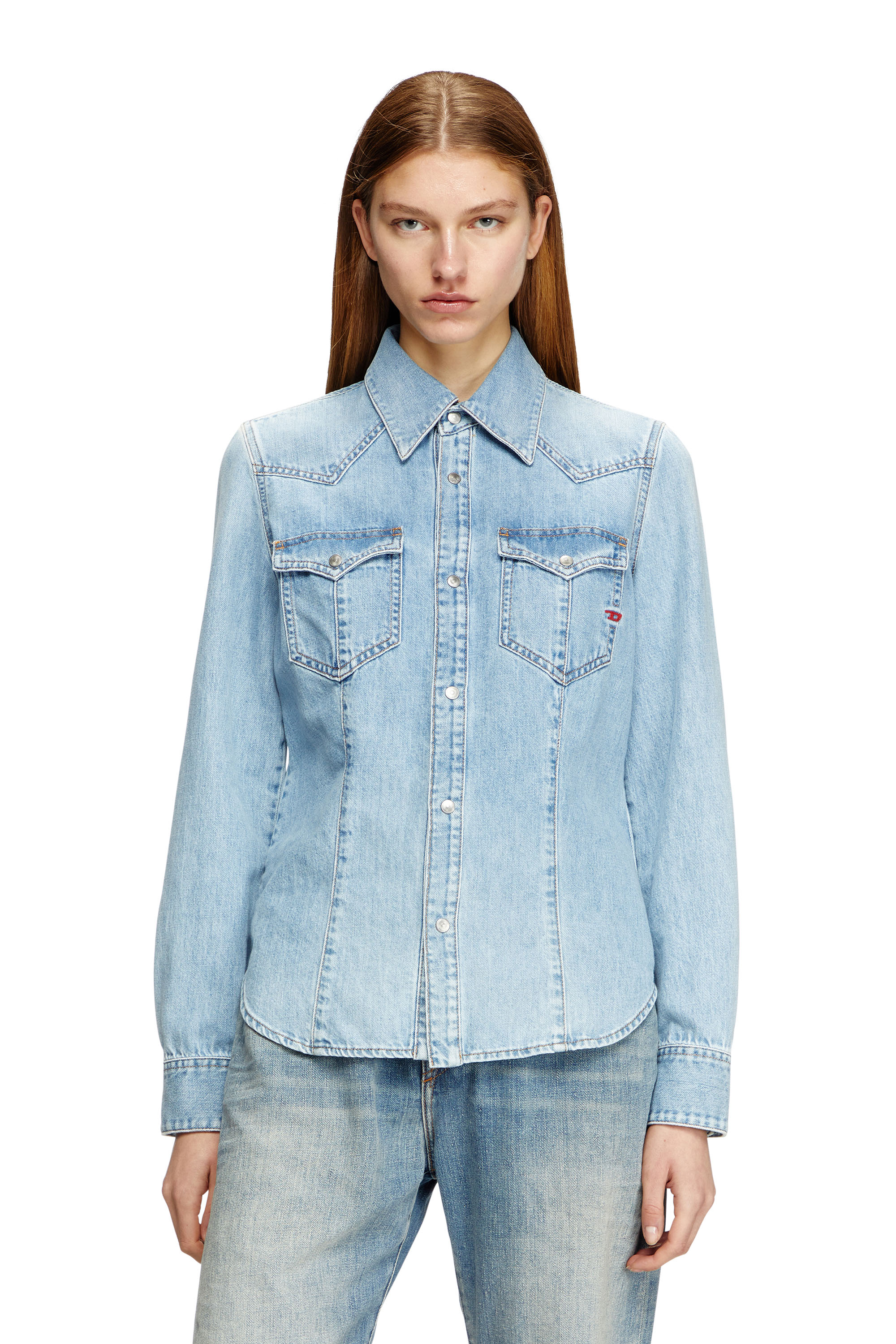 Diesel - DE-WAVES, Damen Western-Shirt aus Denim in Hellblau - 2